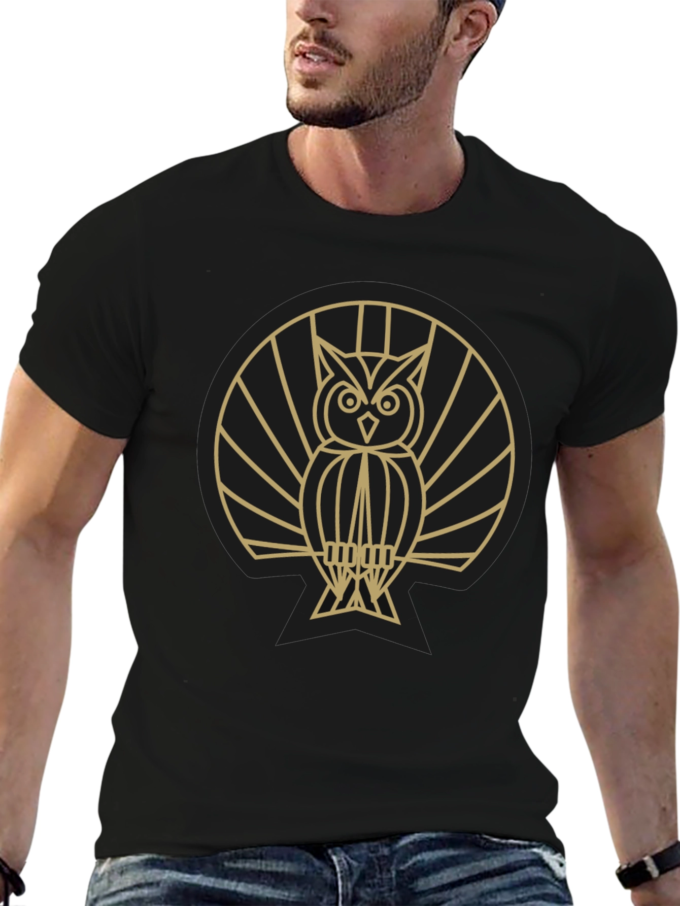 Stylish Owl Graphic Tee - Modern Geometric Design