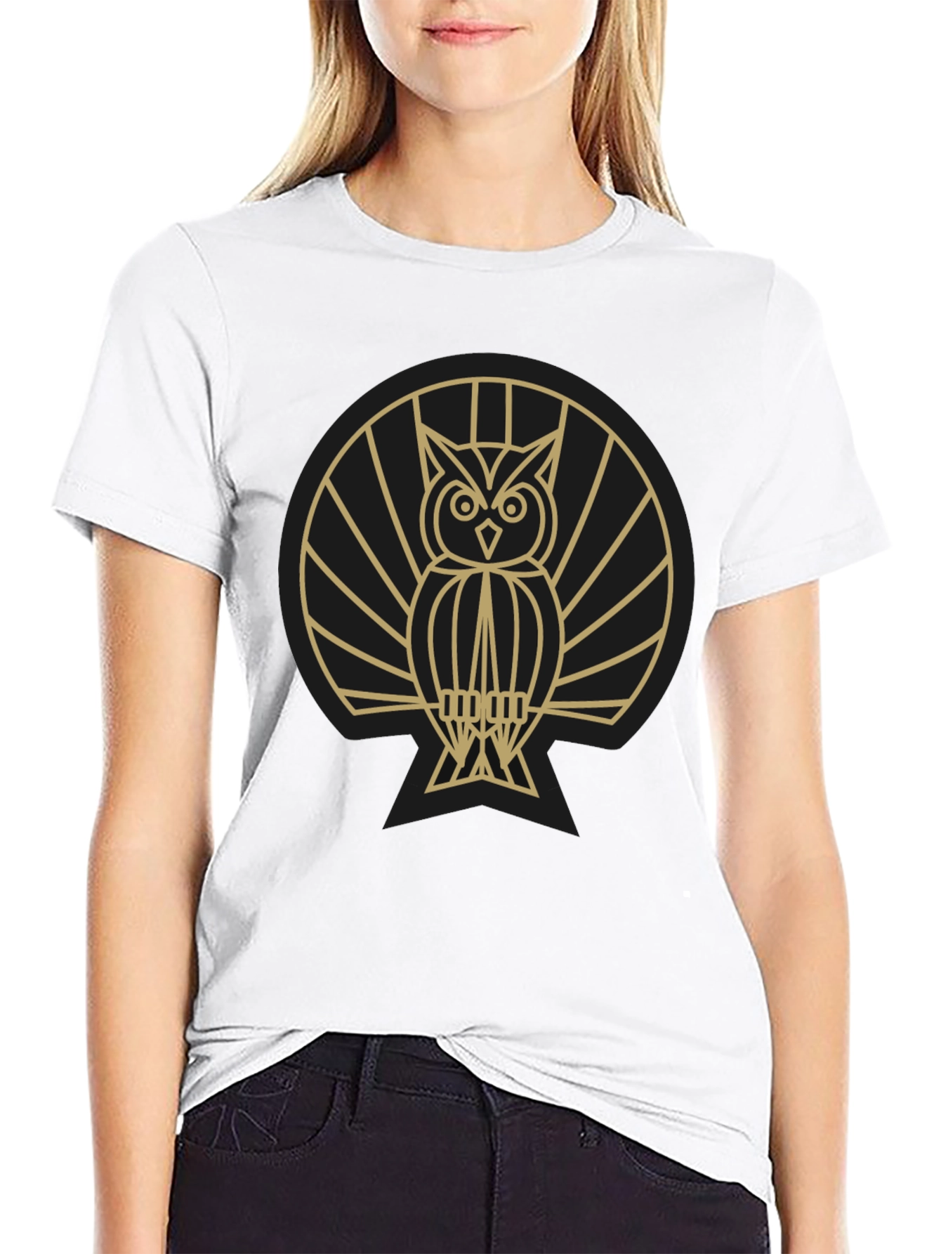 Stylish Owl Graphic Tee - Modern Geometric Design