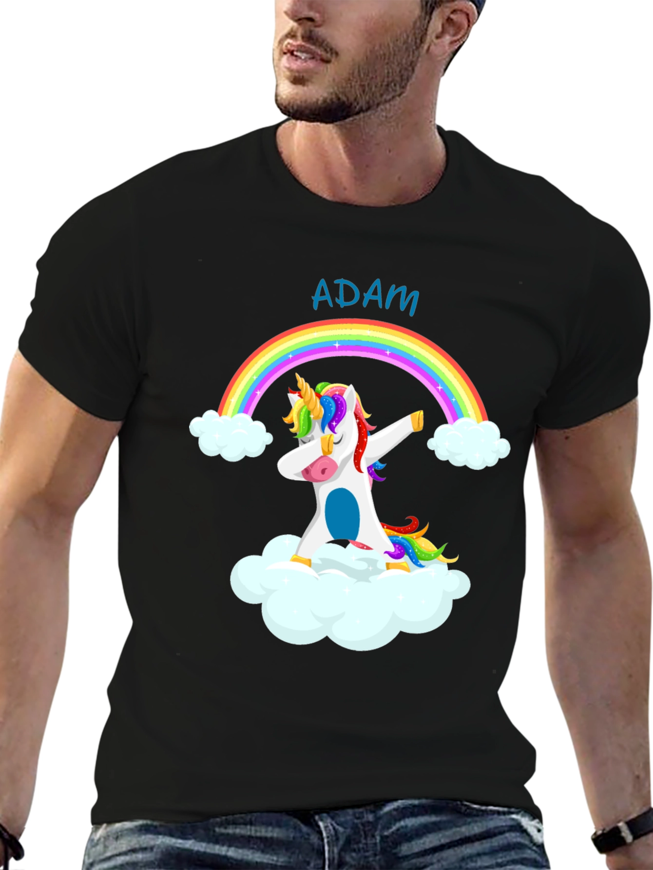 Adam Unicorn Rainbow Dabbing T-Shirt