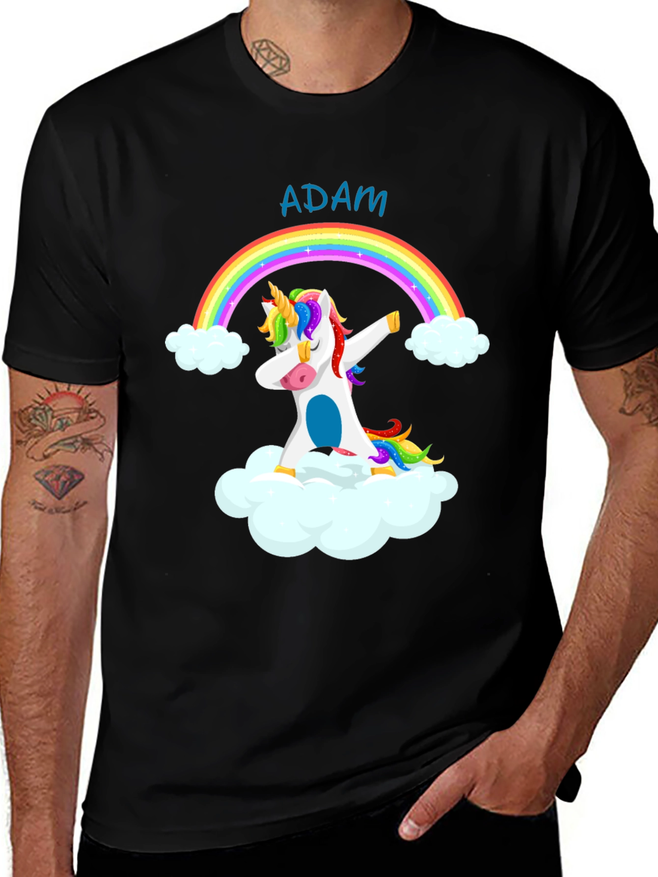 Adam Unicorn Rainbow Dabbing T-Shirt