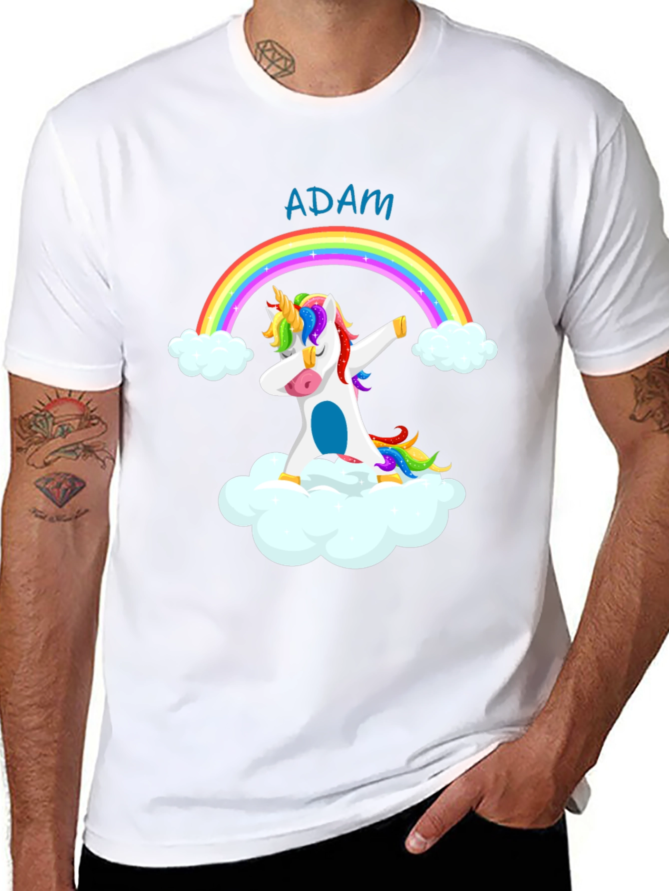 Adam Unicorn Rainbow Dabbing T-Shirt