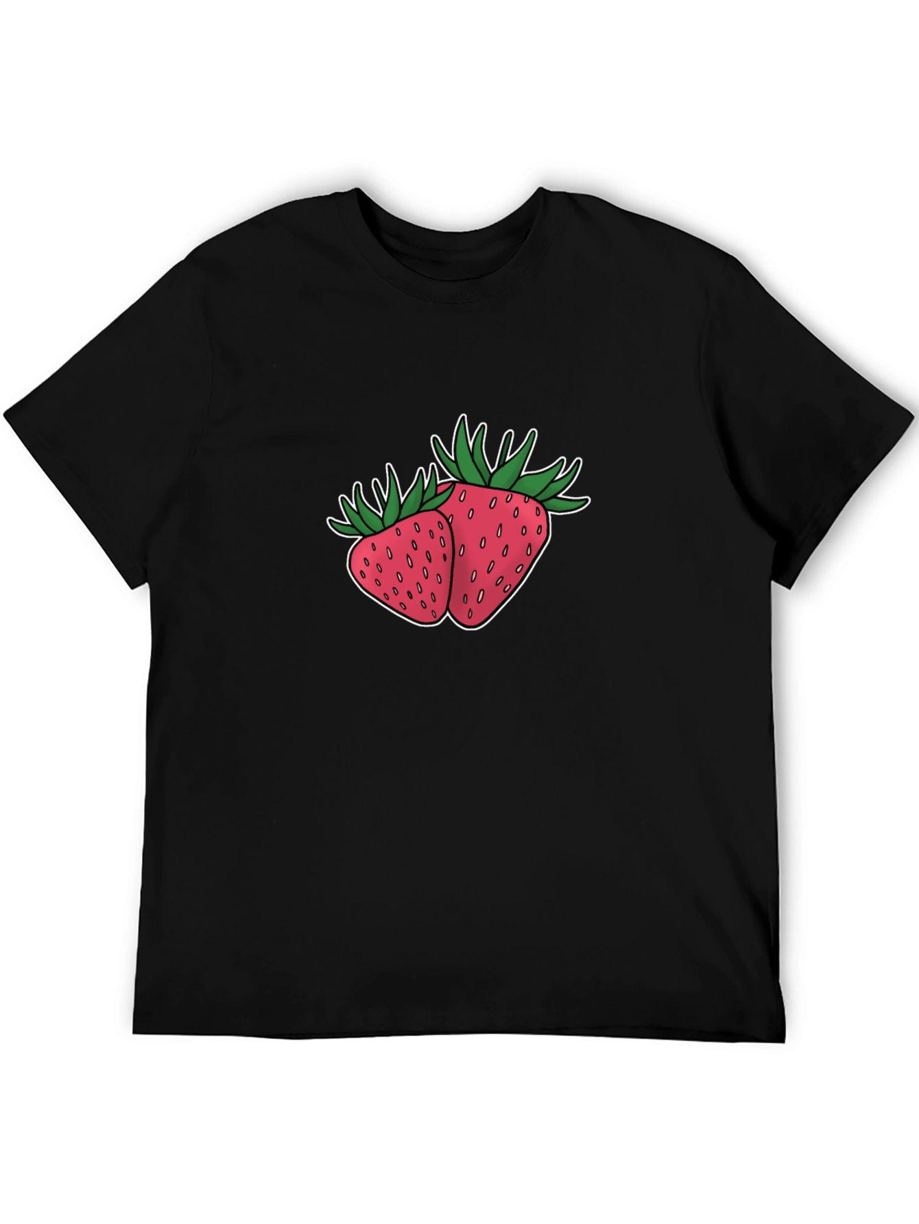 Strawberry Design Black T-Shirt