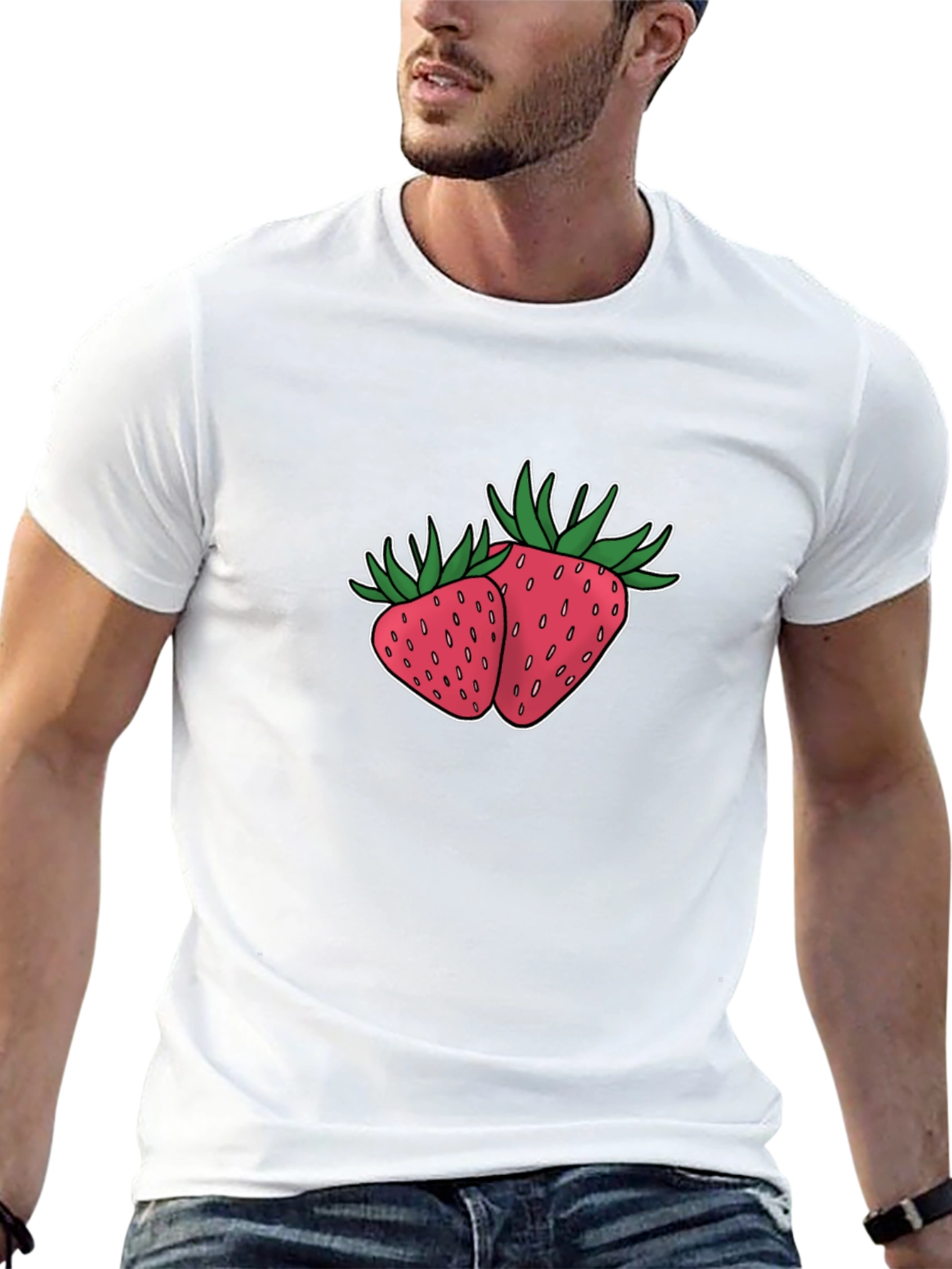 Strawberry Design Black T-Shirt