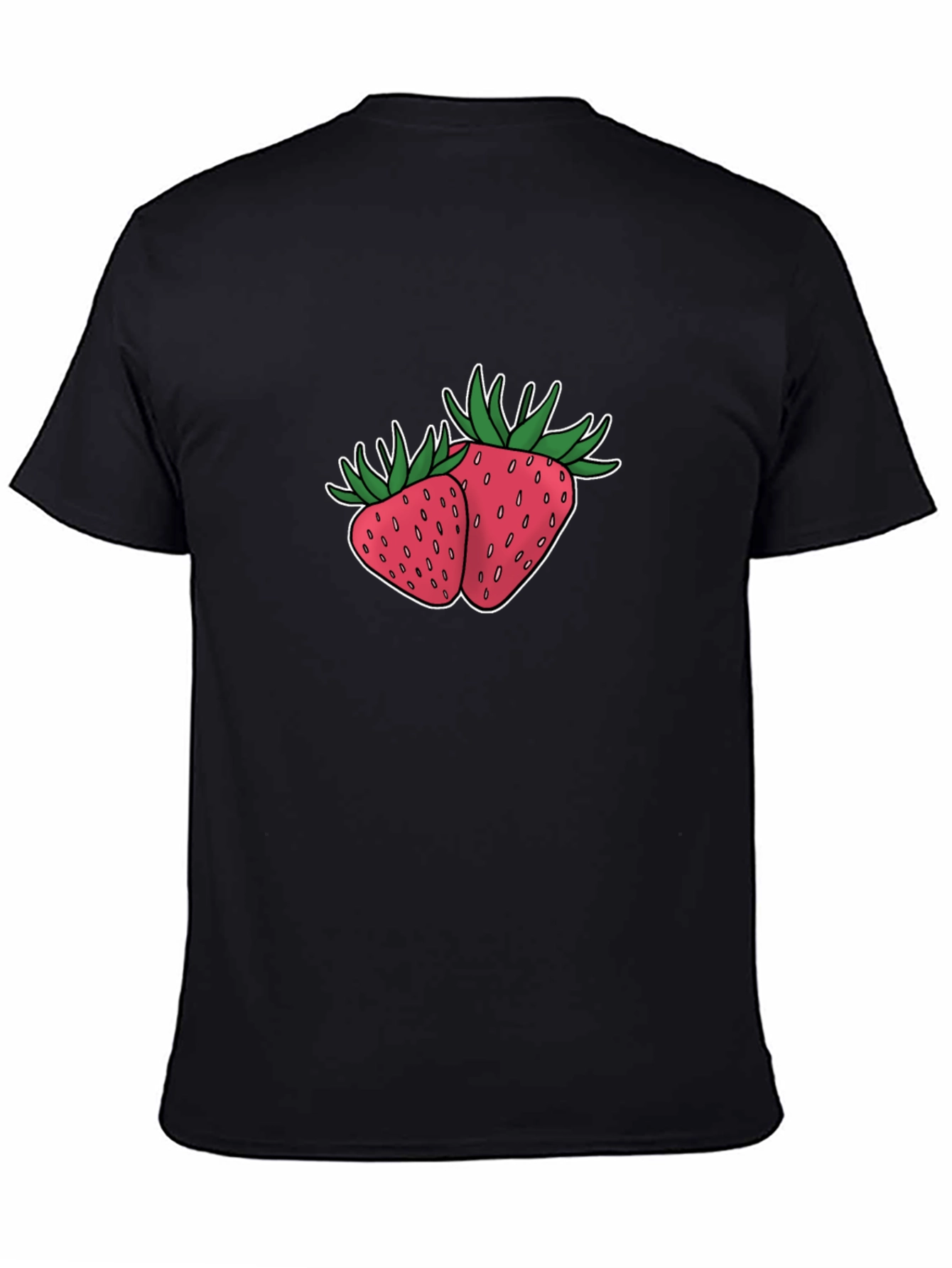Strawberry Design Black T-Shirt