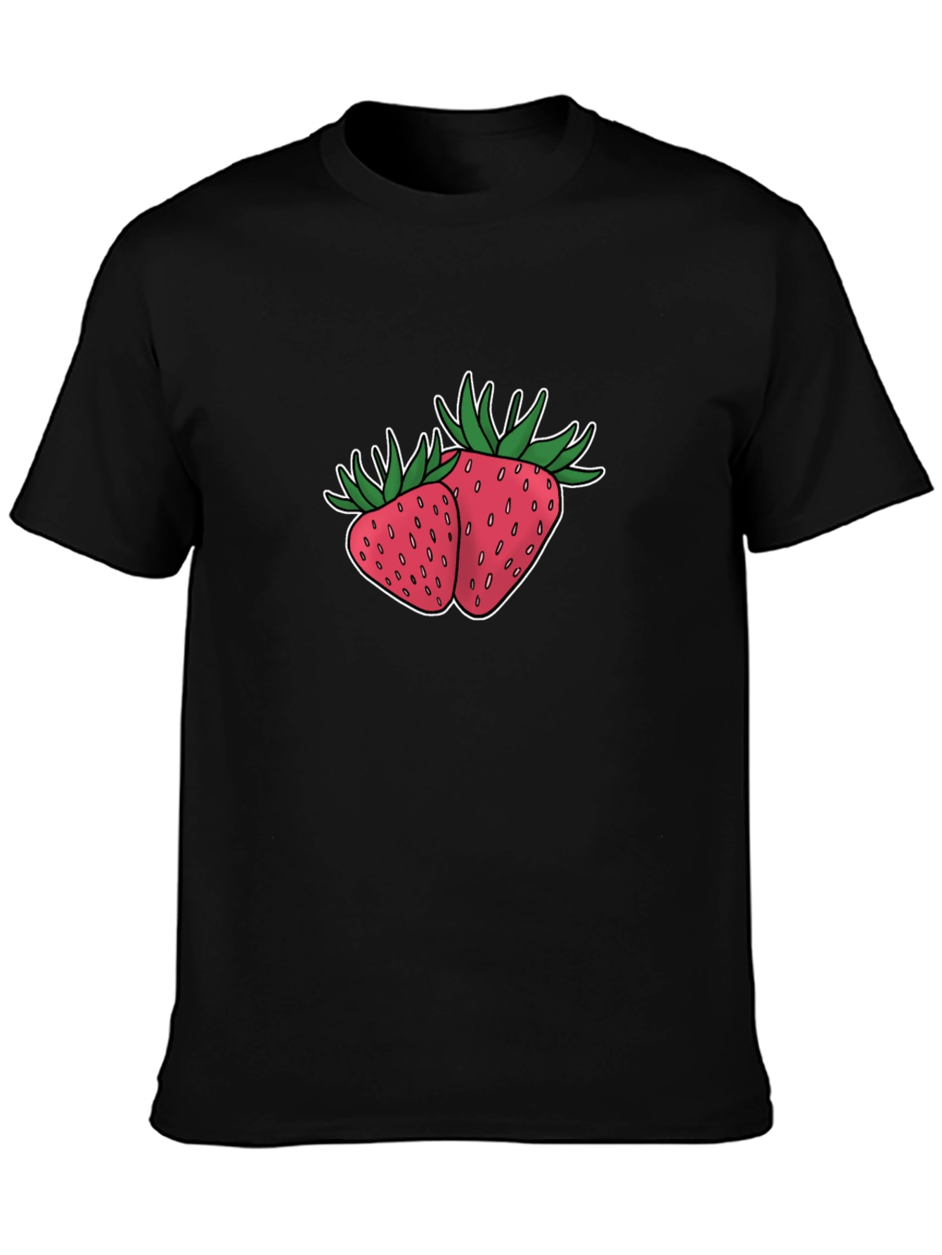 Strawberry Design Black T-Shirt
