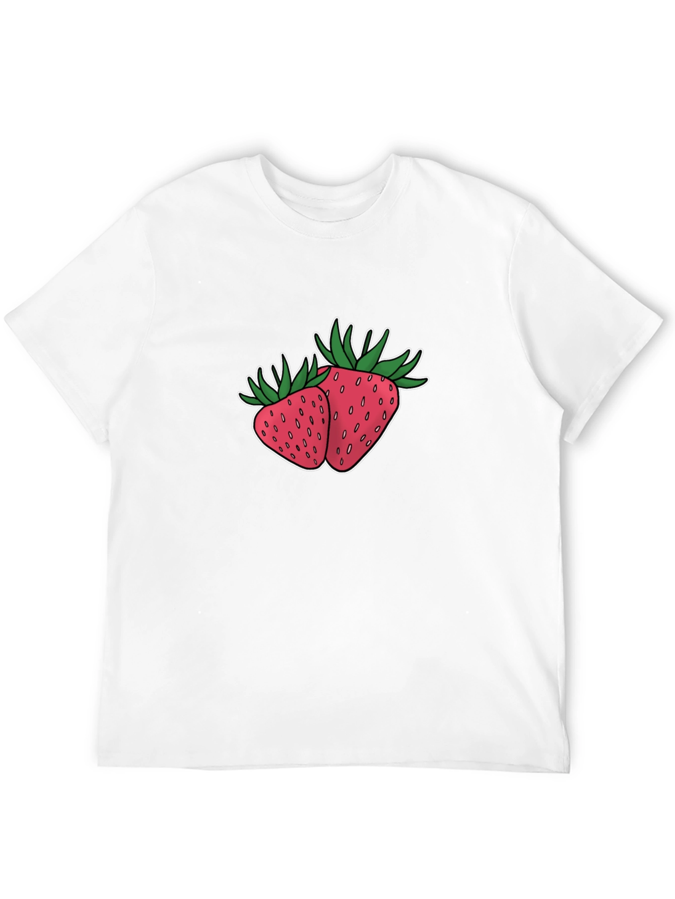 Strawberry Design Black T-Shirt