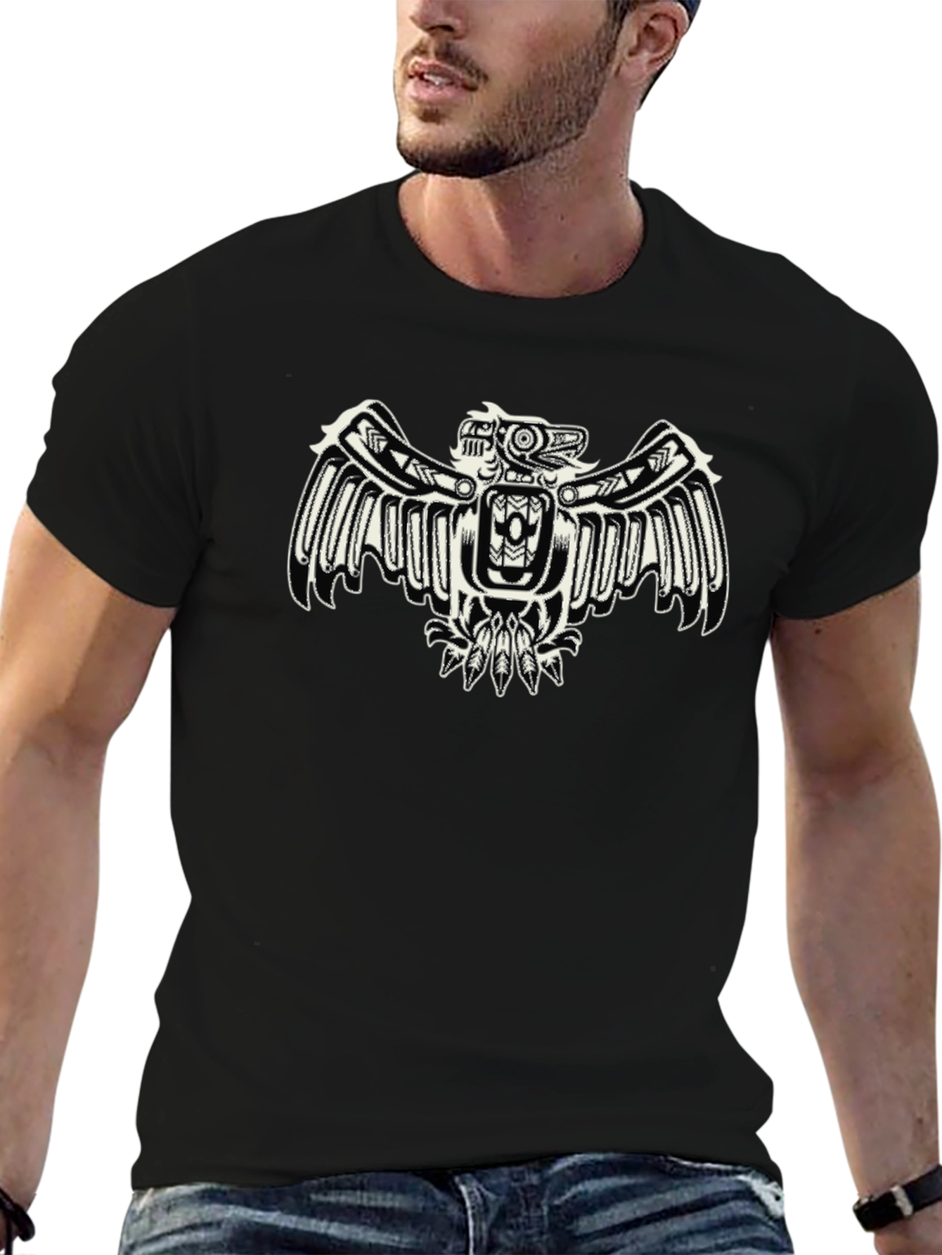 Black T-Shirt with Eagle Design