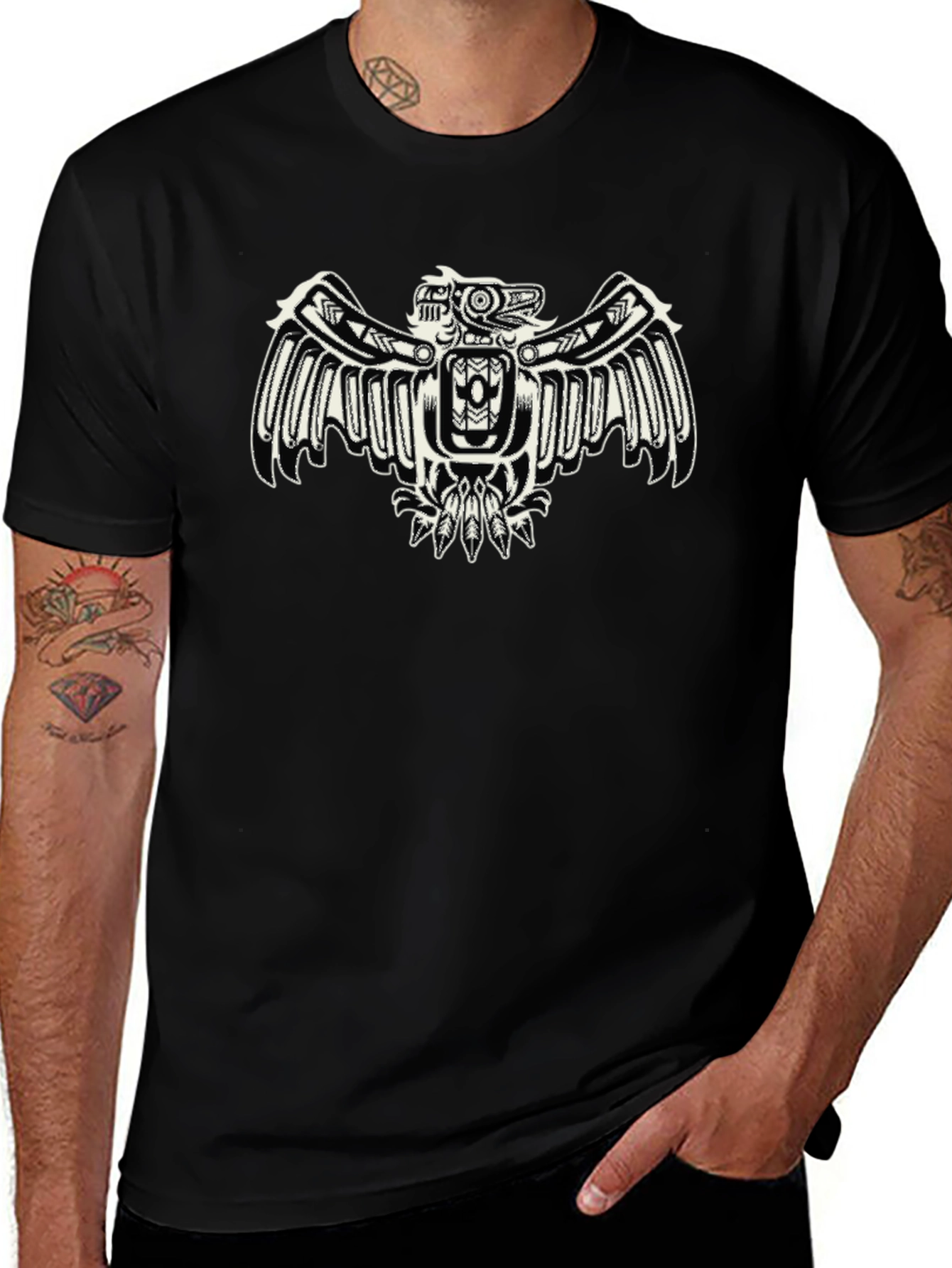 Black T-Shirt with Eagle Design