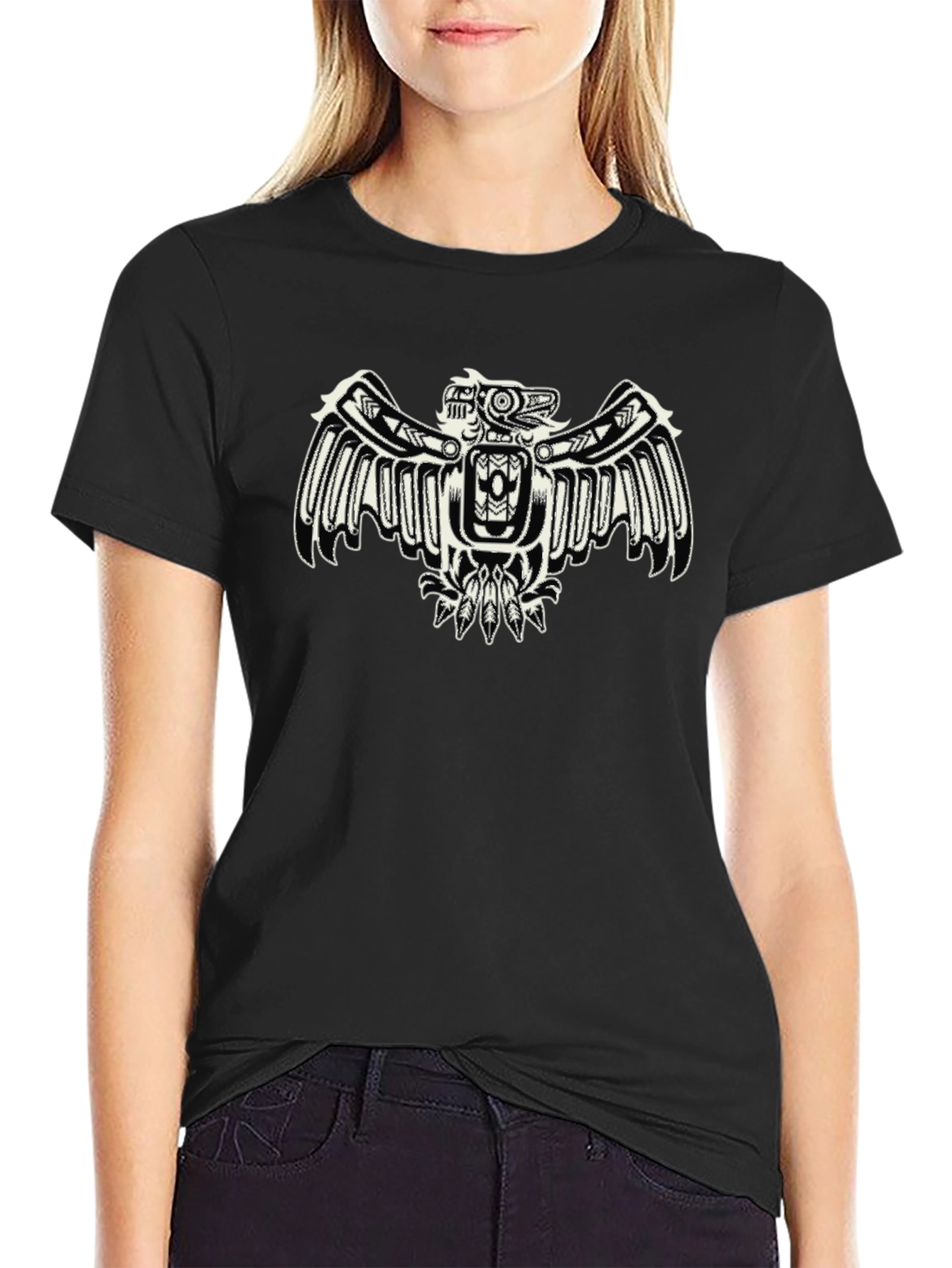 Black T-Shirt with Eagle Design