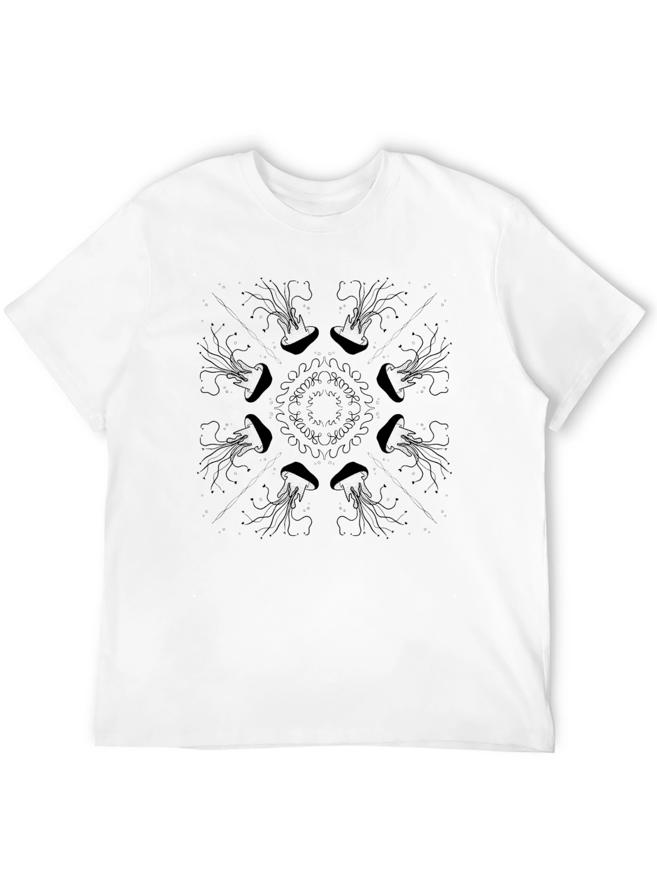 Black Jellyfish Mandala Graphic Tee