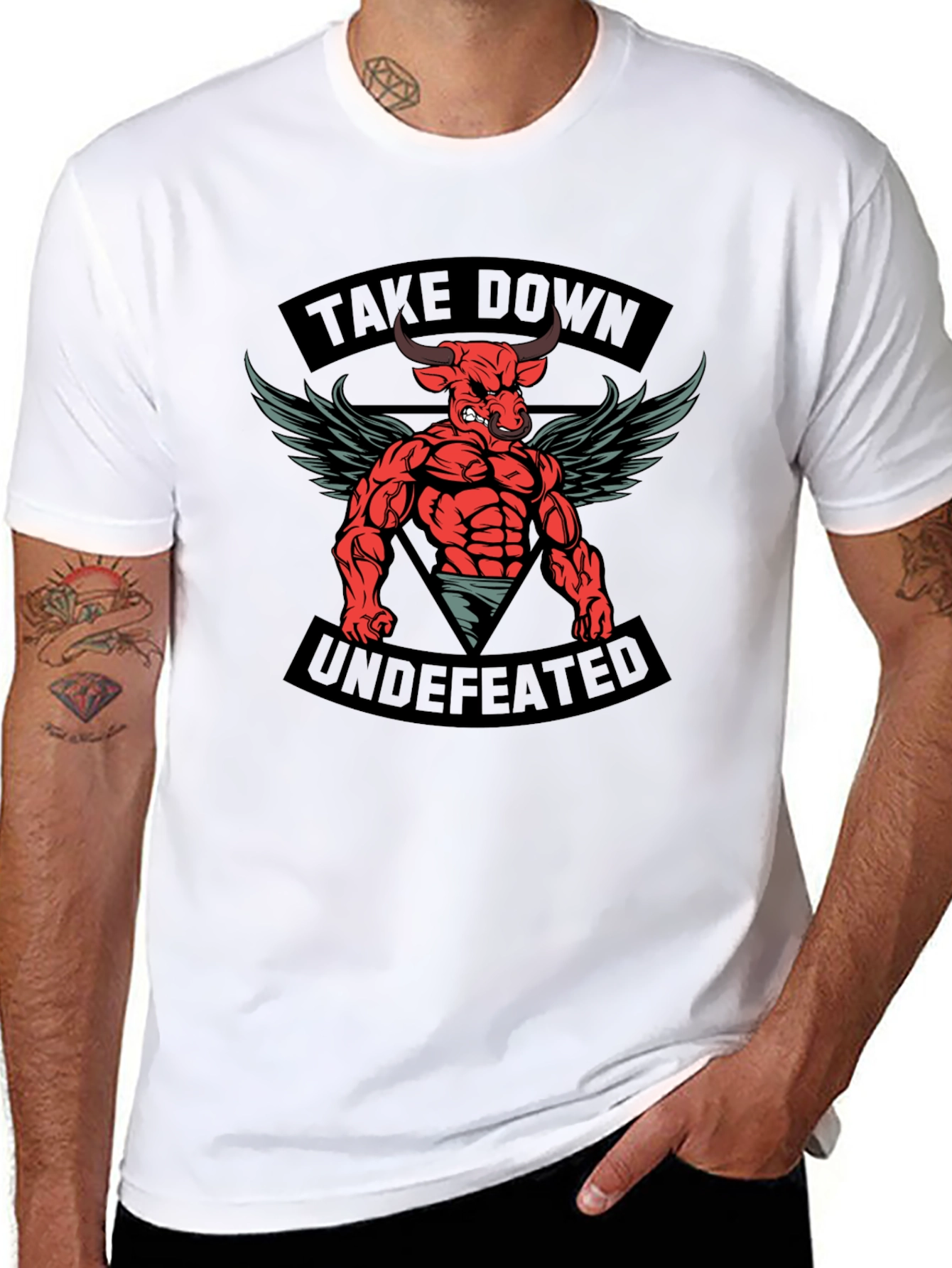Take Down Undefeated Bull Graphic T-Shirt
