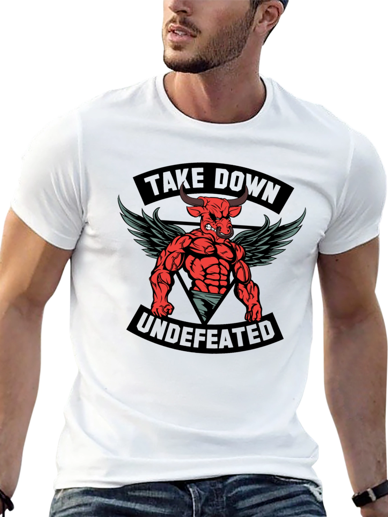 Take Down Undefeated Bull Graphic T-Shirt