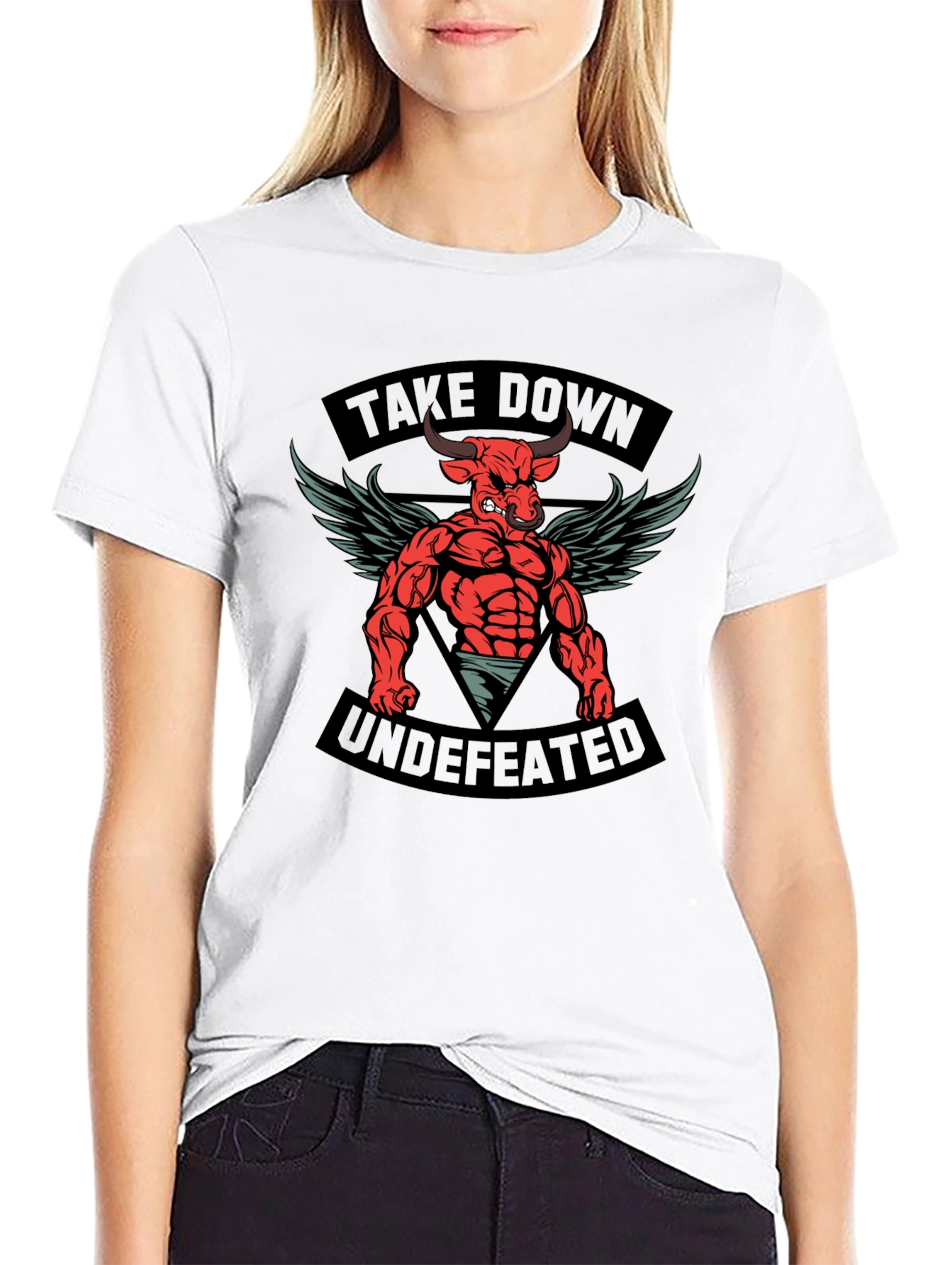 Take Down Undefeated Bull Graphic T-Shirt