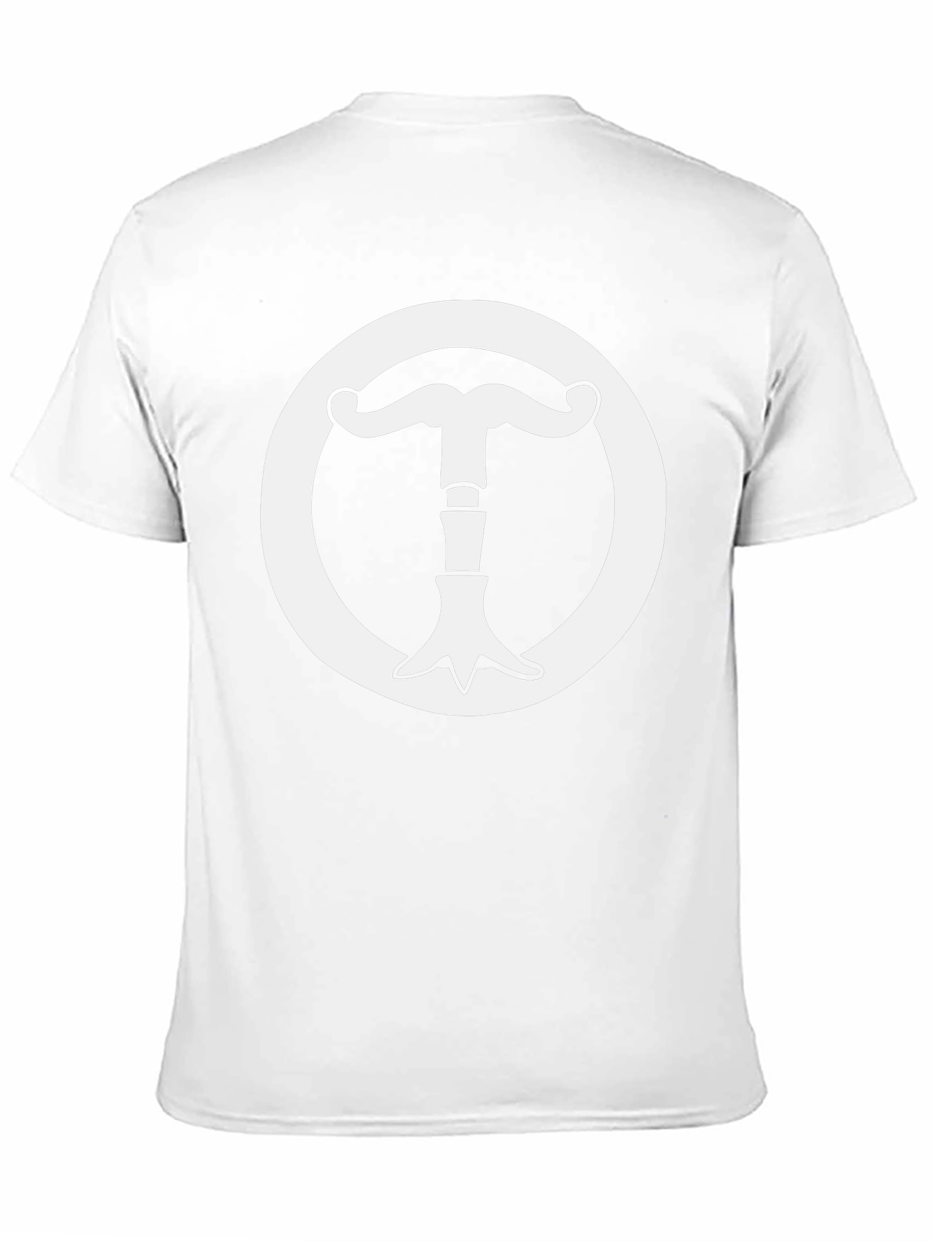Black T-Shirt with White Mustache Circle Graphic