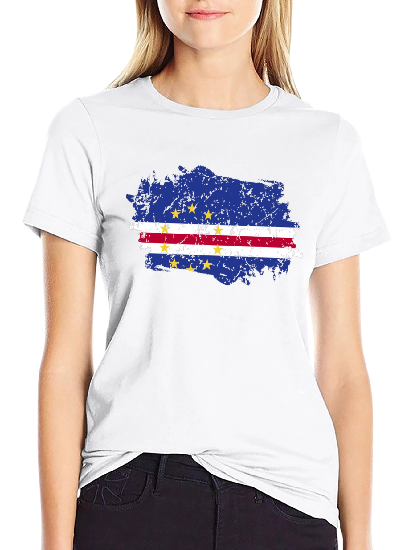 Cape Verde Flag T-Shirt - Distressed Grunge Design