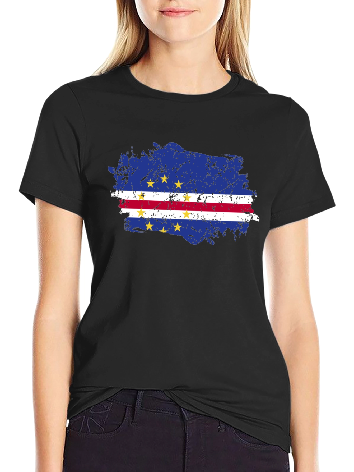 Cape Verde Flag T-Shirt - Distressed Grunge Design