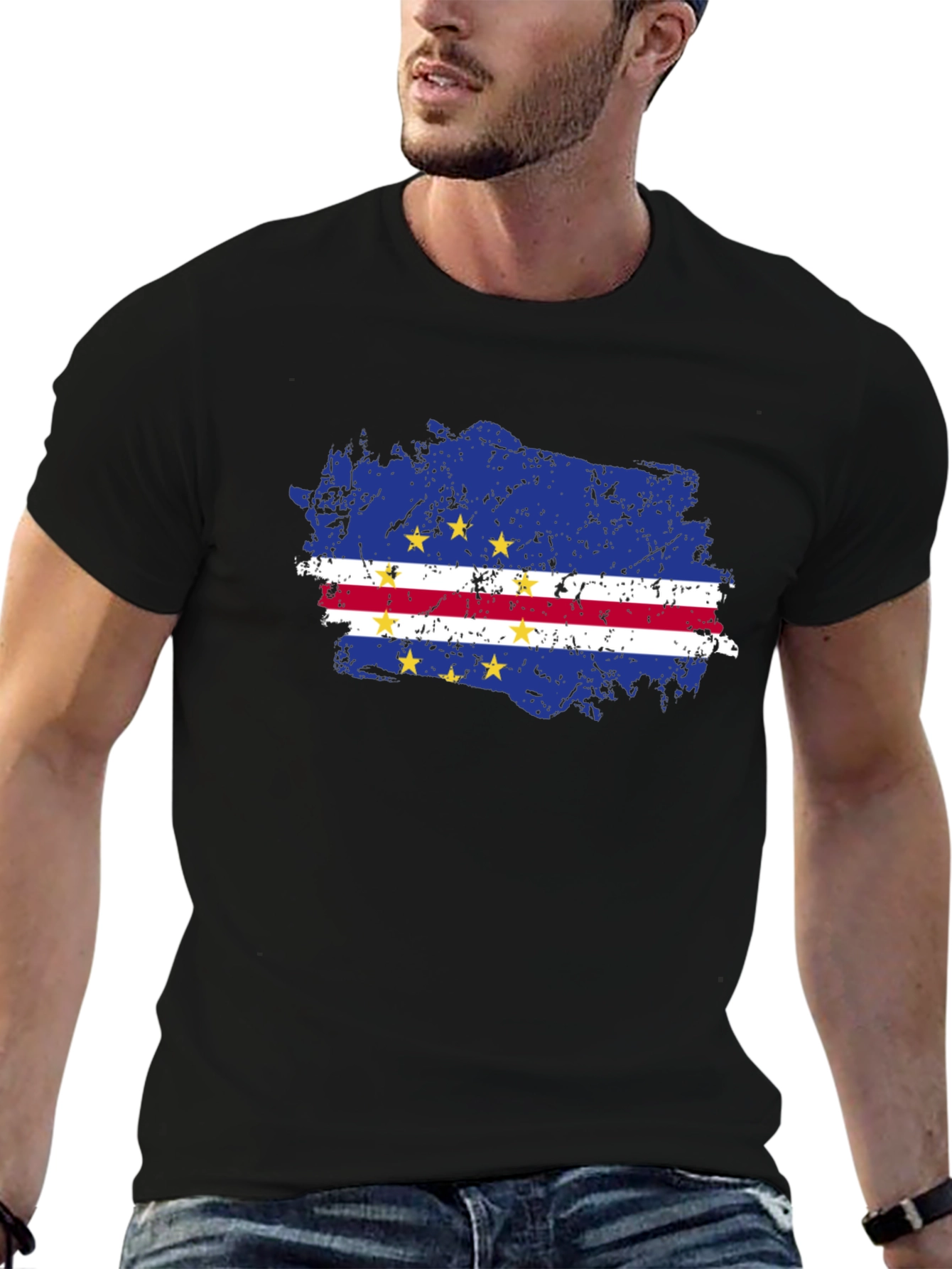 Cape Verde Flag T-Shirt - Distressed Grunge Design