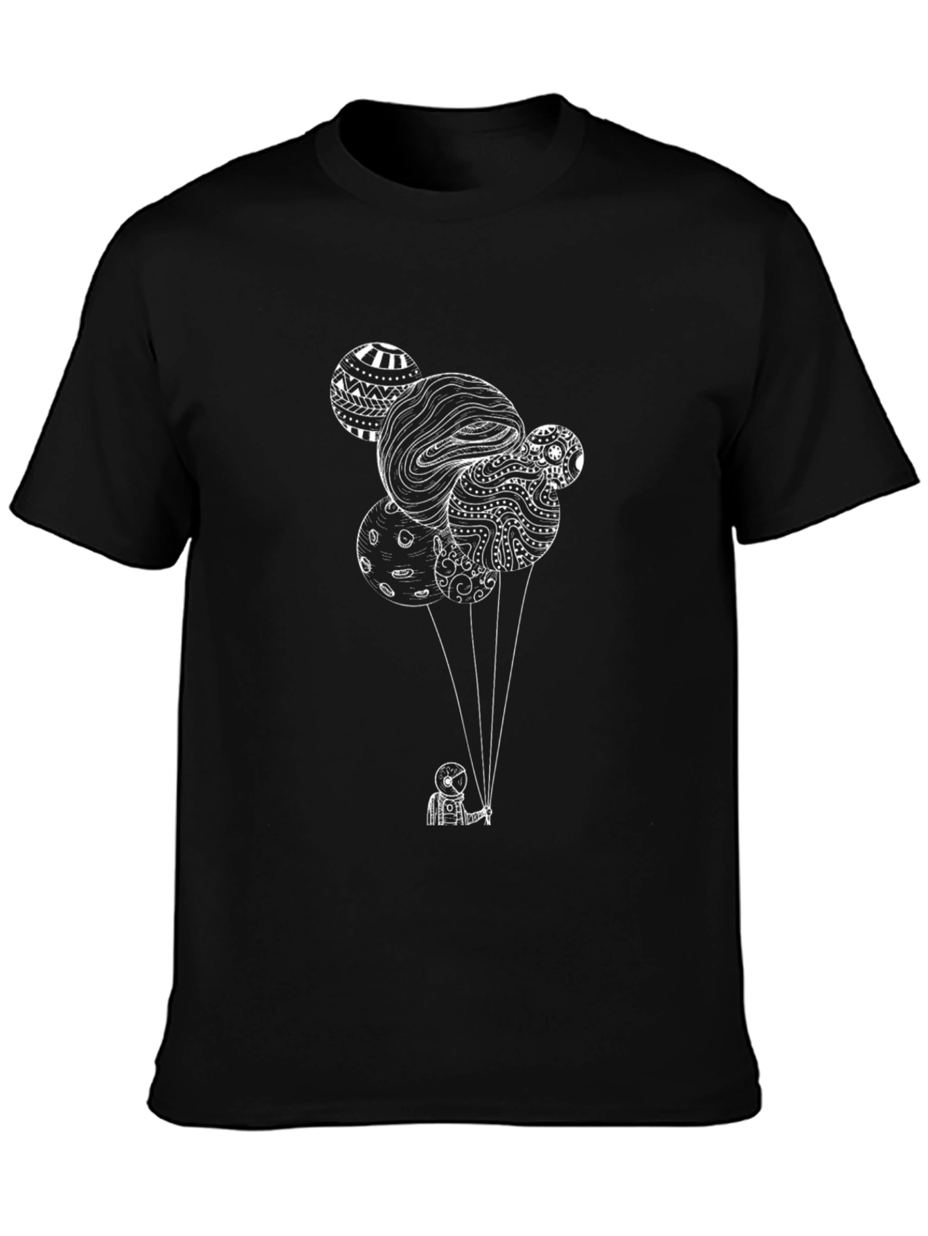 Astronaut Balloon T-Shirt - Black Cotton Tee