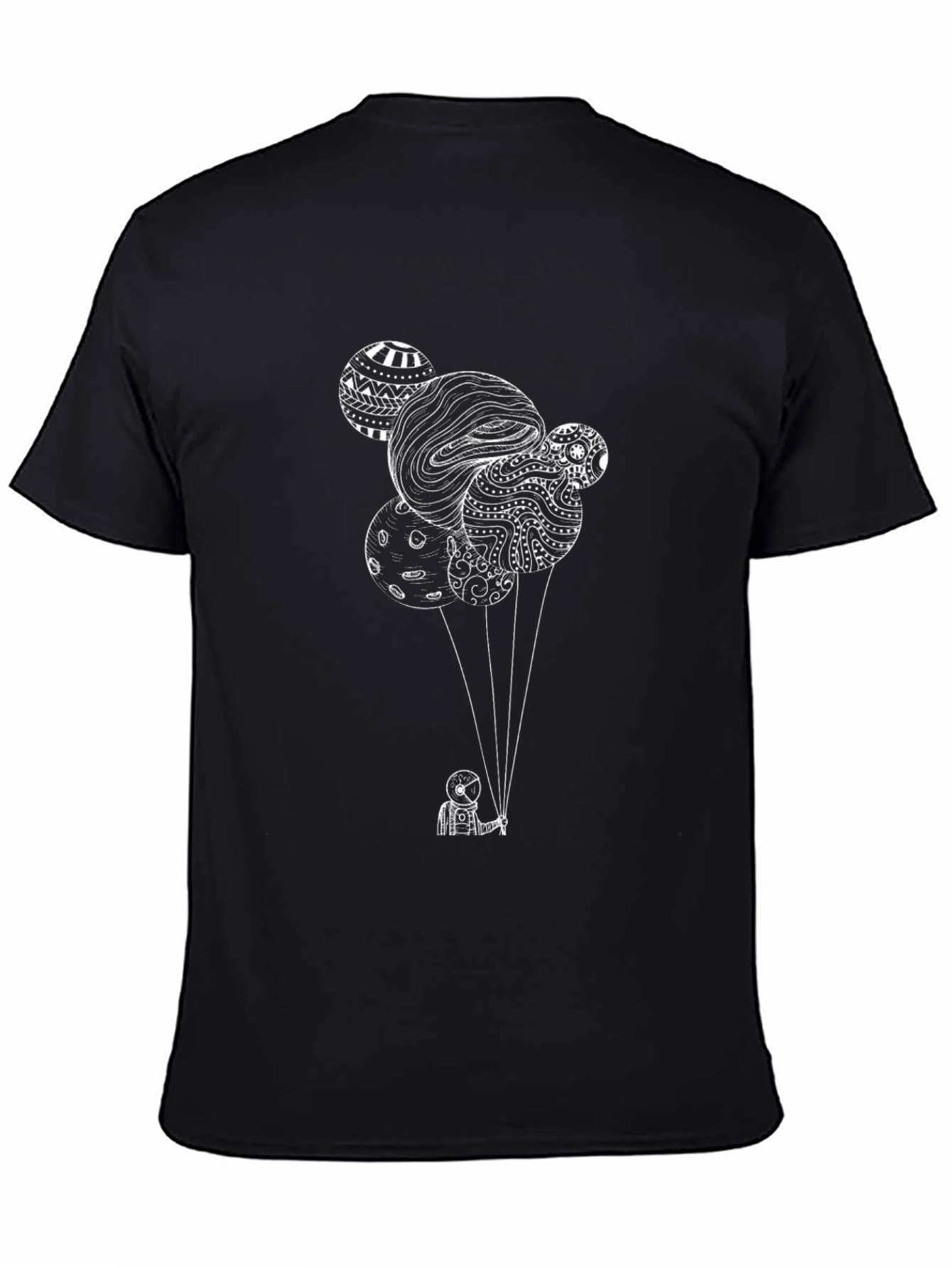 Astronaut Balloon T-Shirt - Black Cotton Tee