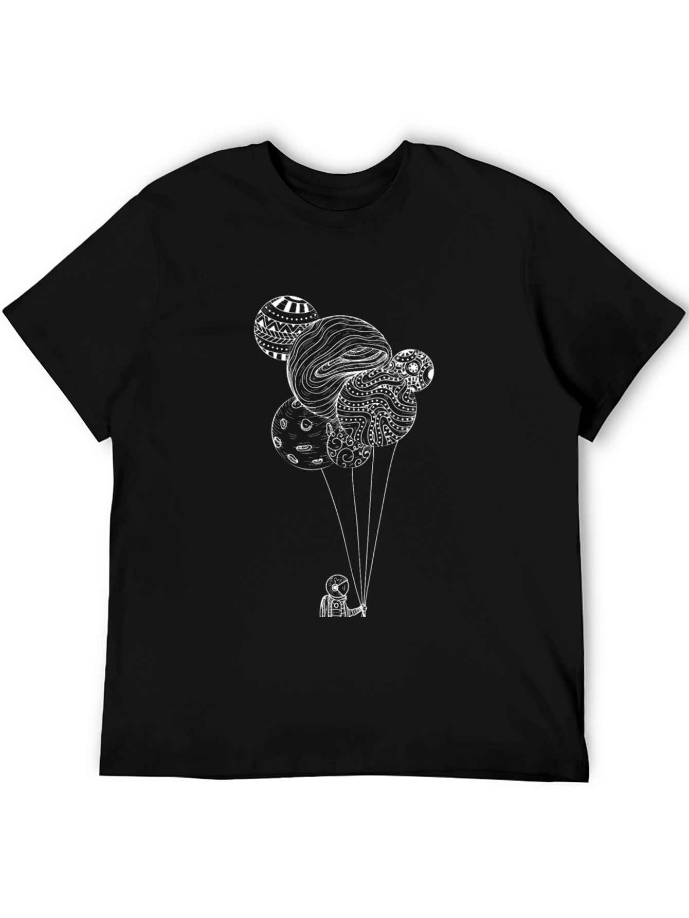 Astronaut Balloon T-Shirt - Black Cotton Tee