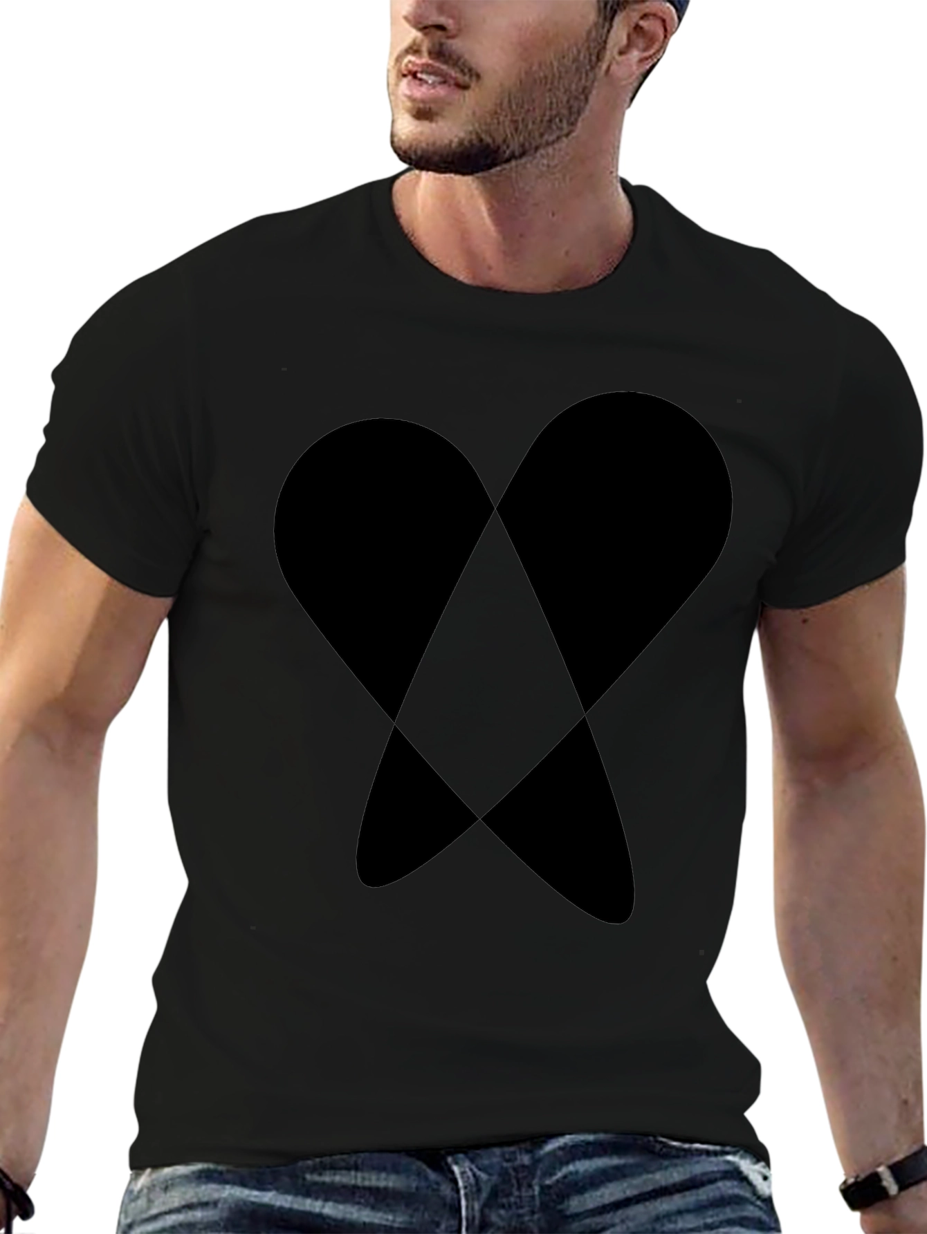 Abstract Heart Graphic Tee - Black