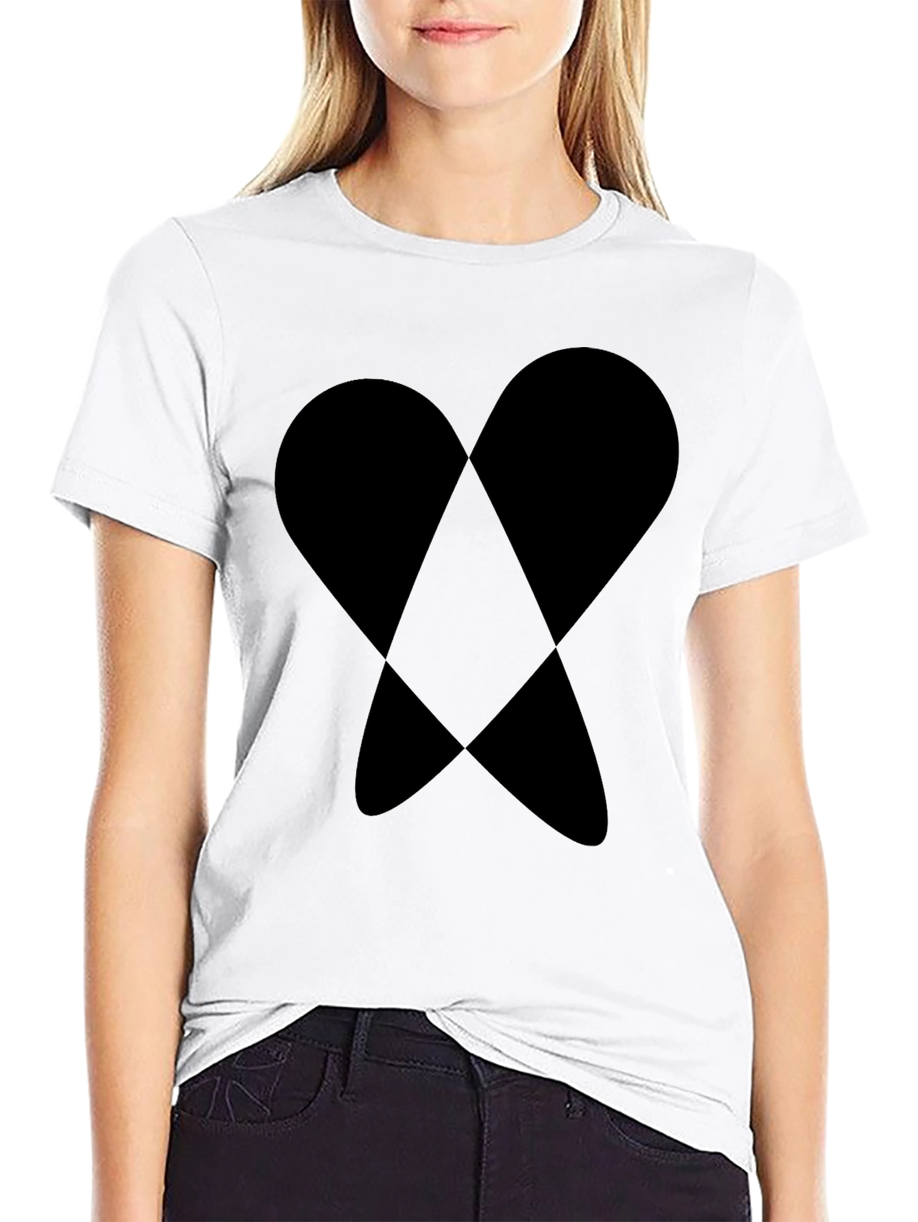 Abstract Heart Graphic Tee - Black