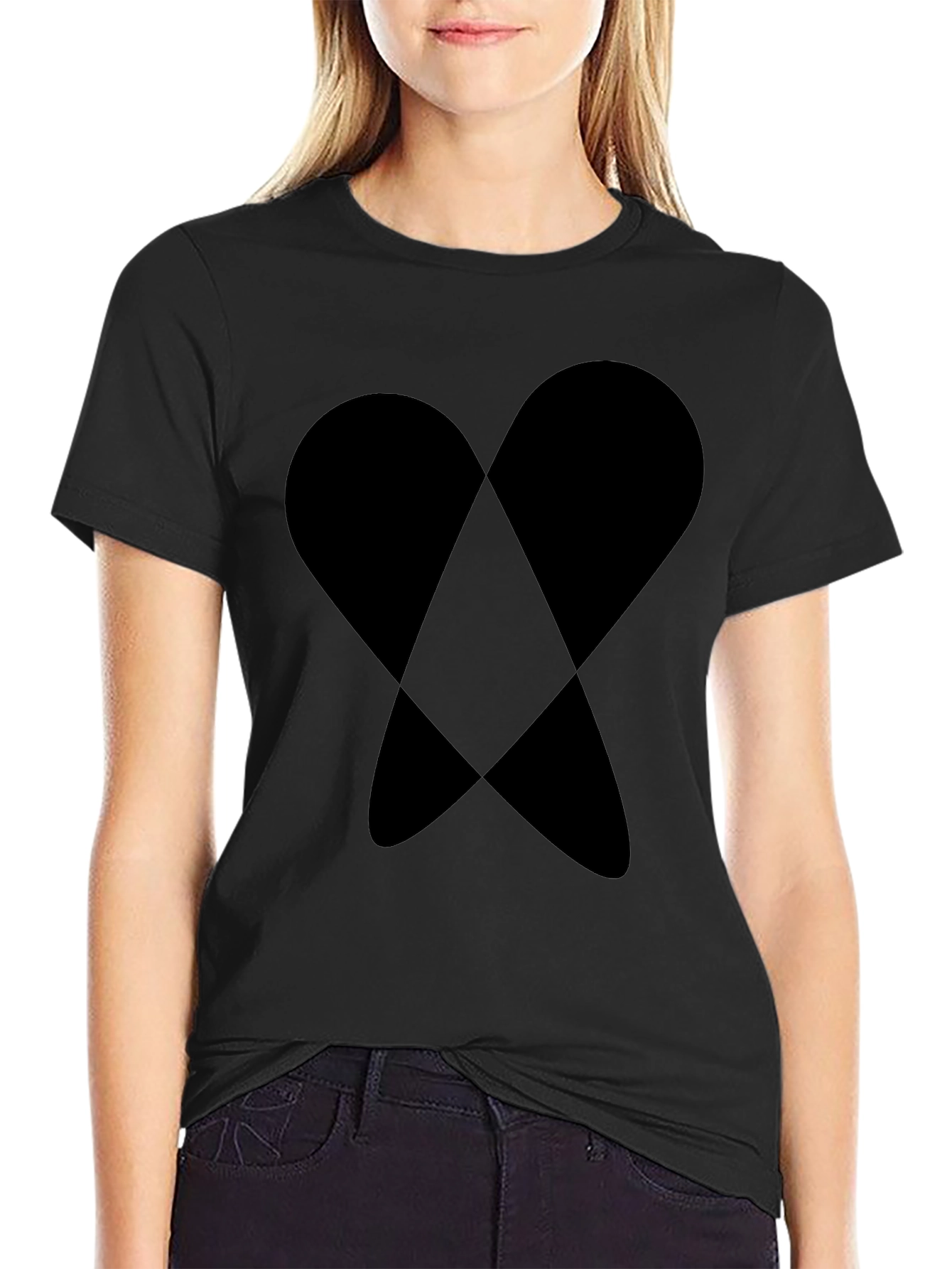 Abstract Heart Graphic Tee - Black