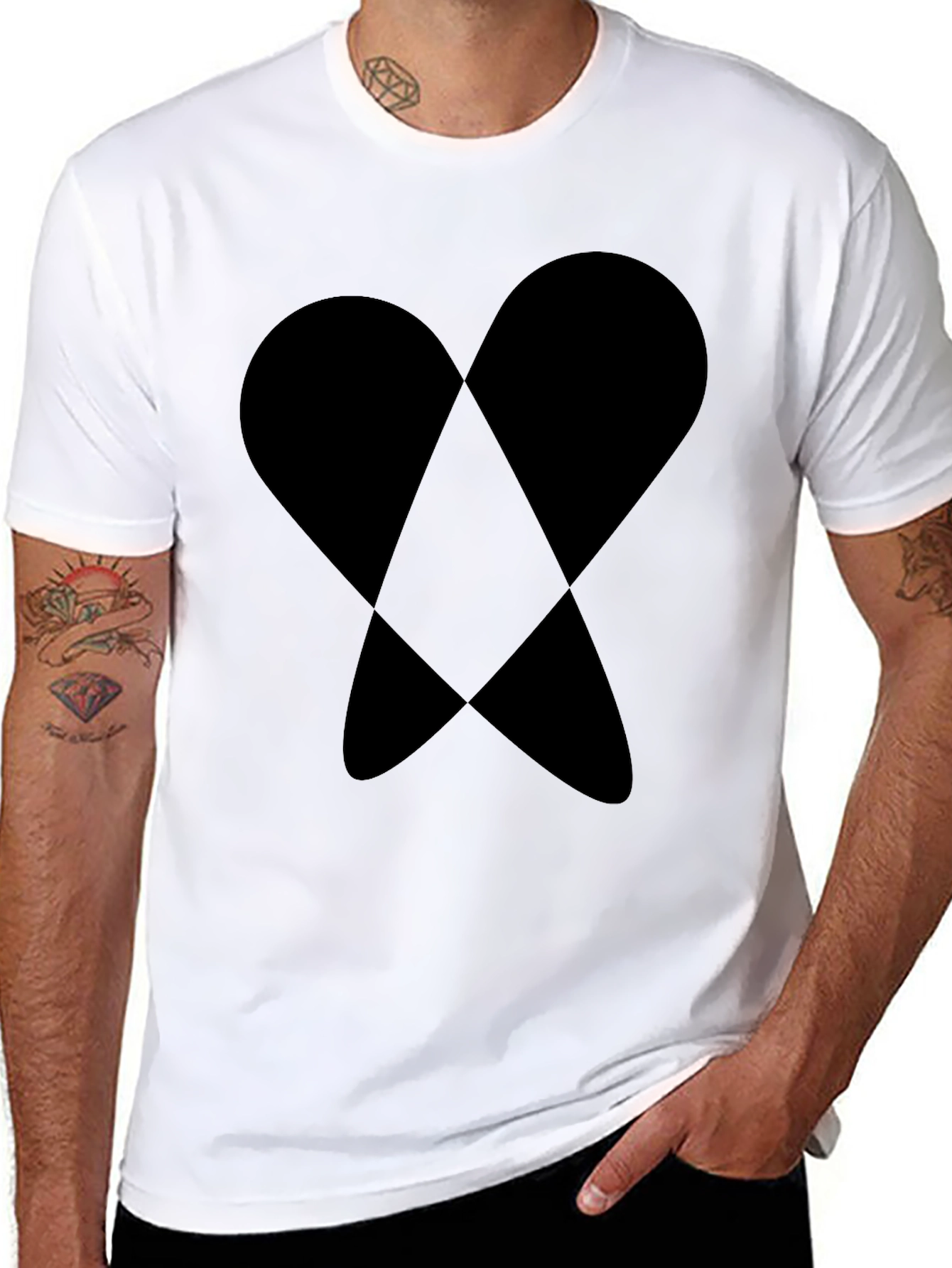Abstract Heart Graphic Tee - Black