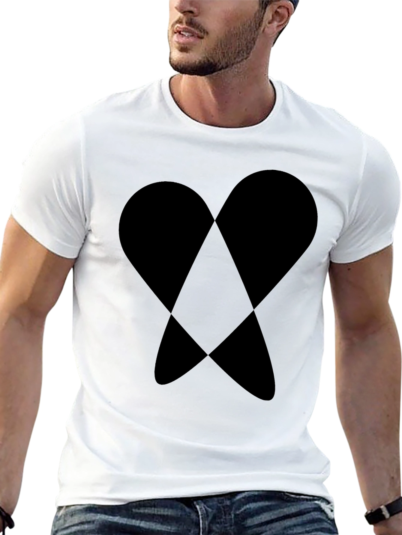 Abstract Heart Graphic Tee - Black