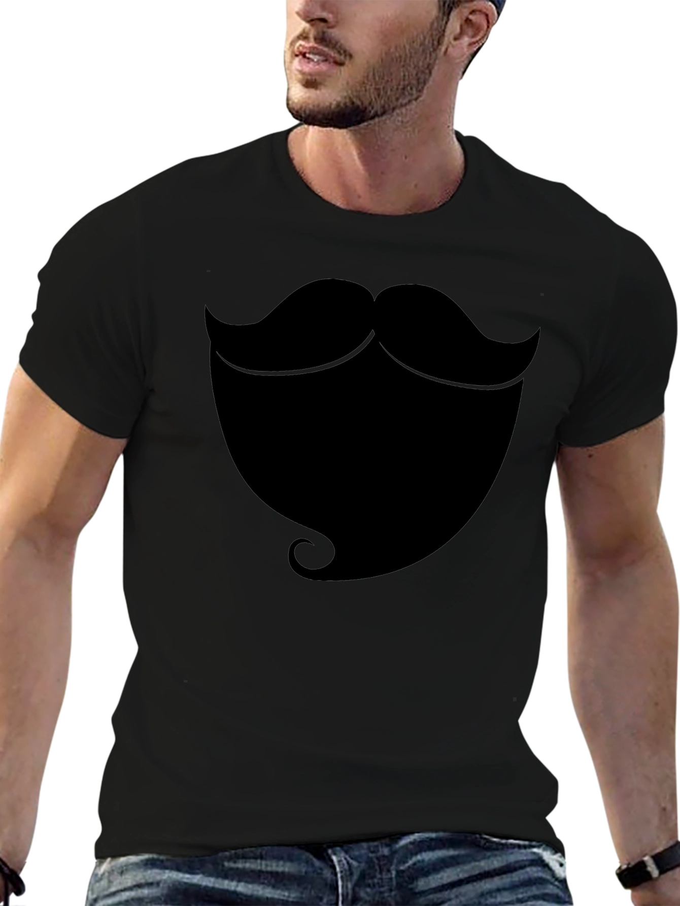Beard Graphic T-Shirt - Black Casual Tee