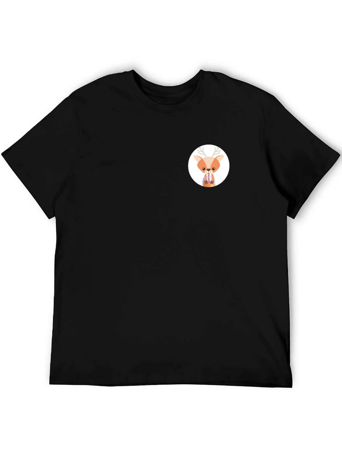 Black T-Shirt with Cute Deer Graphic