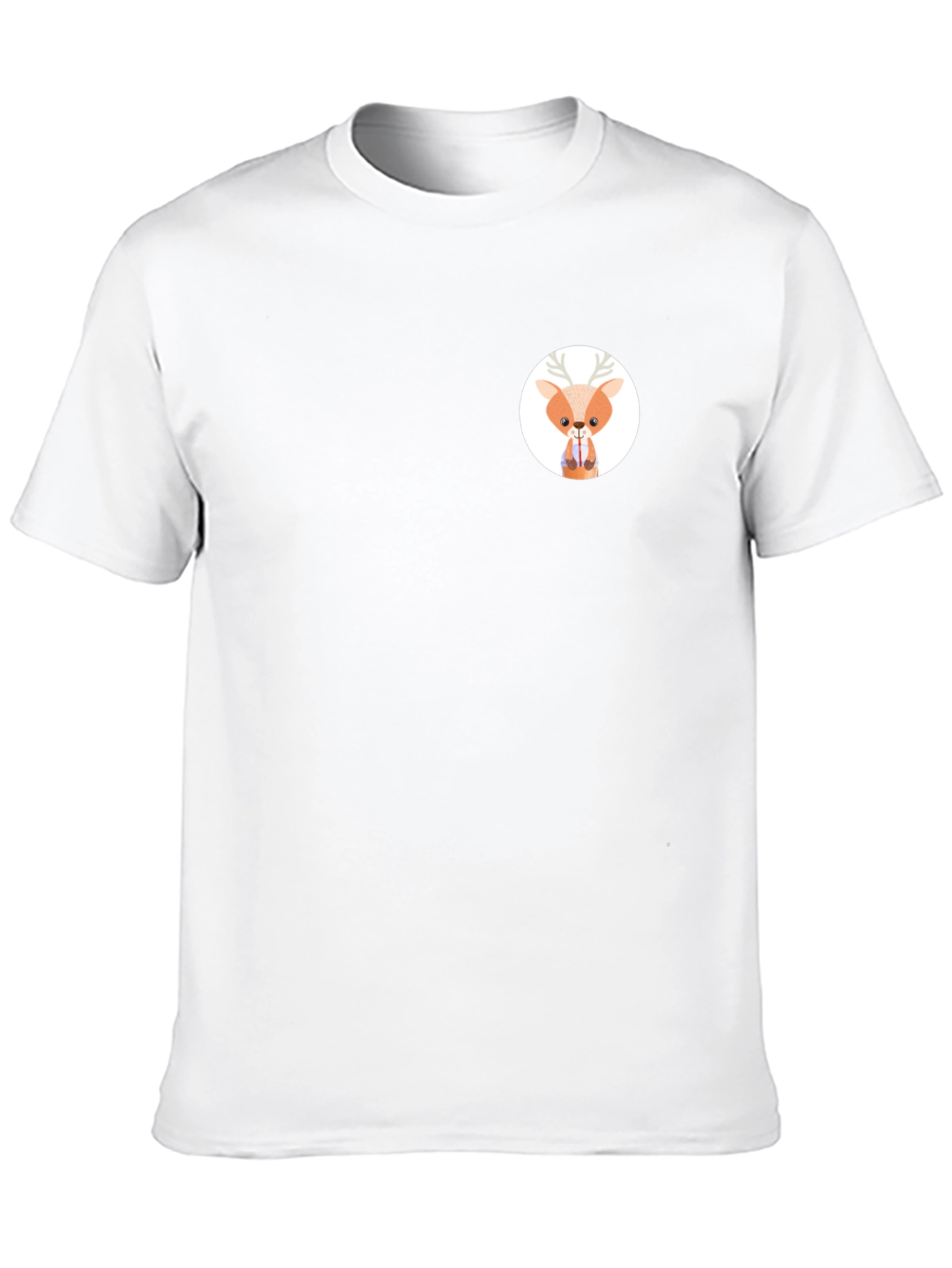 Black T-Shirt with Cute Deer Graphic