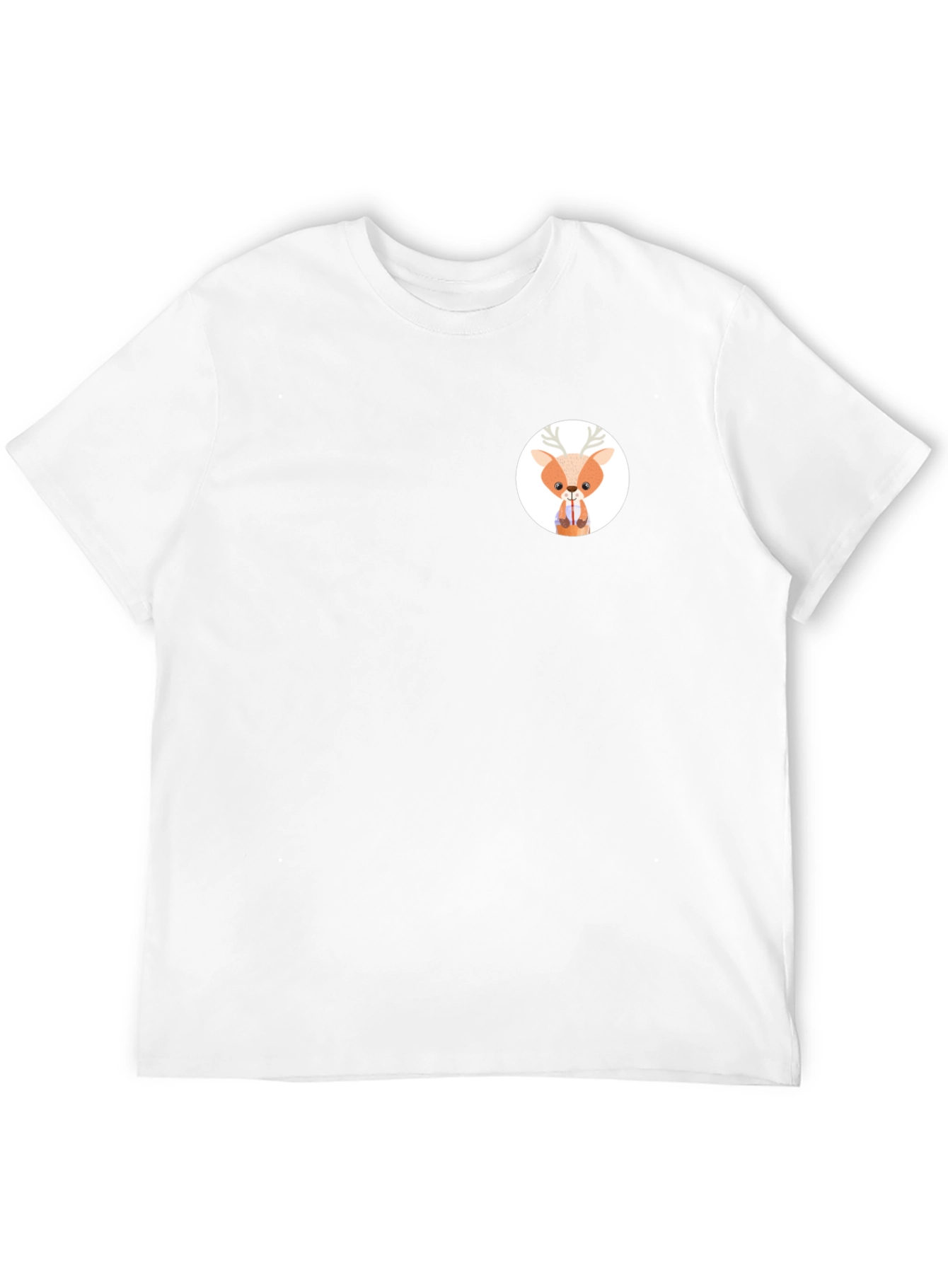 Black T-Shirt with Cute Deer Graphic