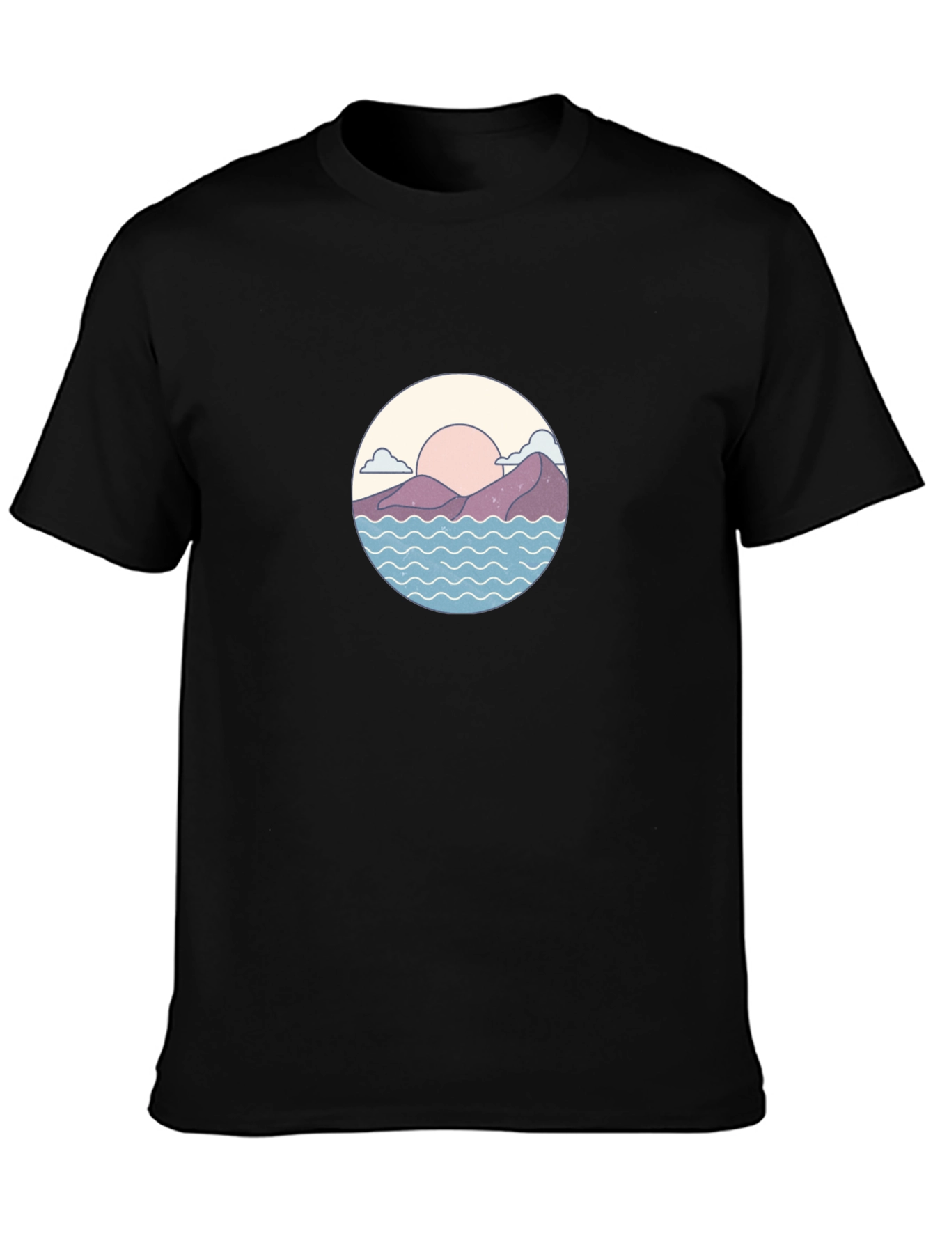 Sunset Mountains Waves Graphic Tee