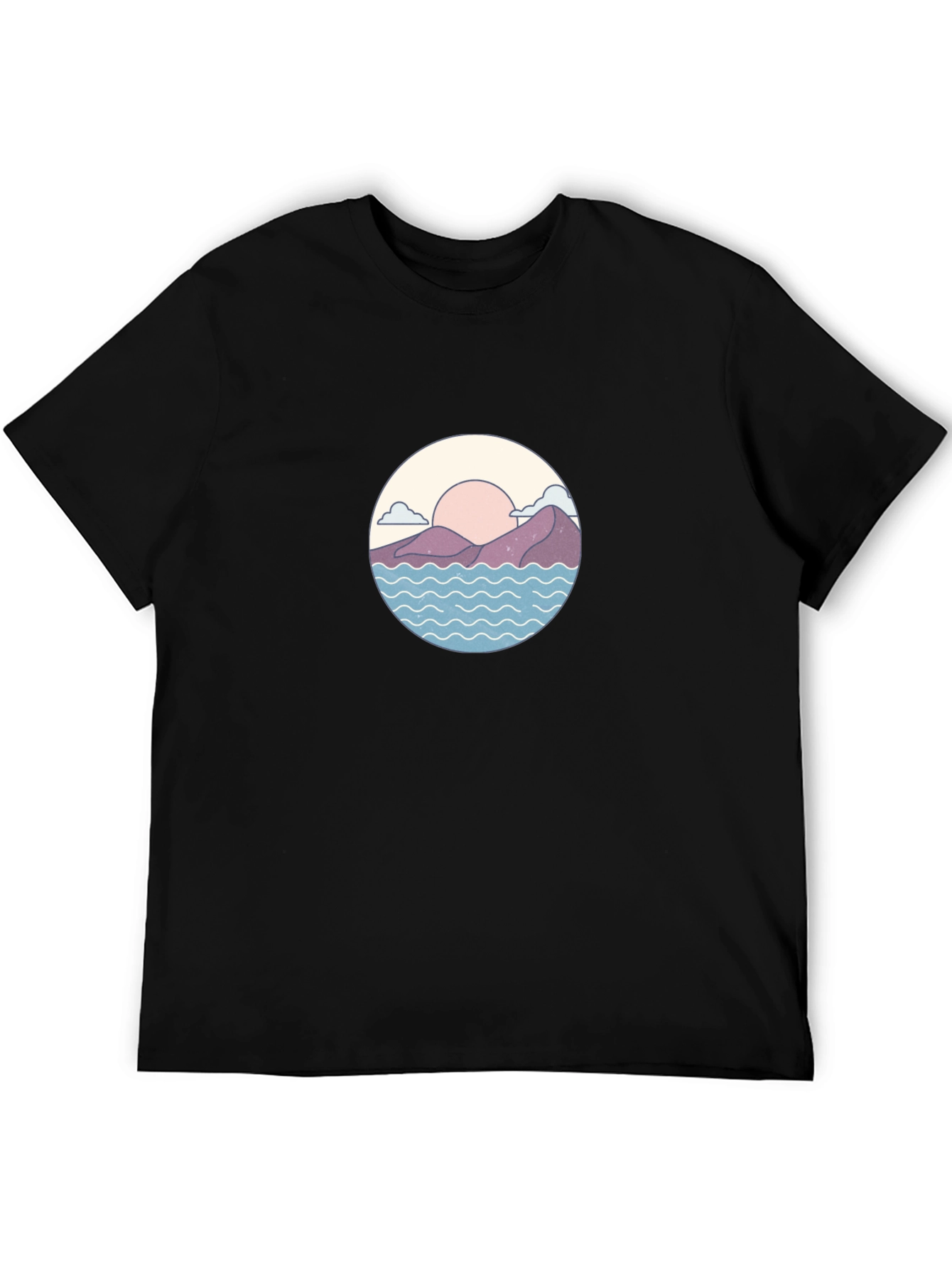Sunset Mountains Waves Graphic Tee