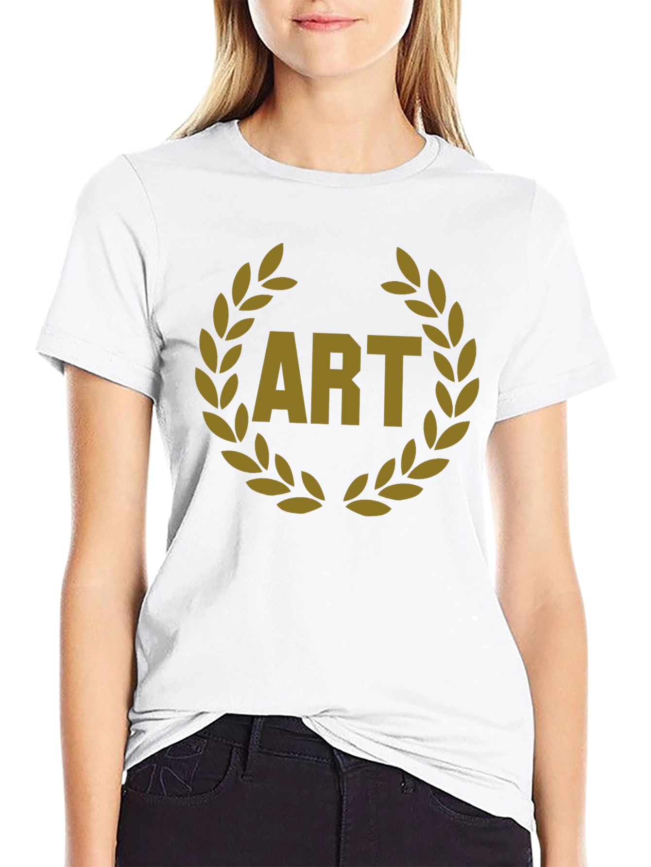 Art Laurel Wreath Graphic Tee - Black Cotton T-Shirt