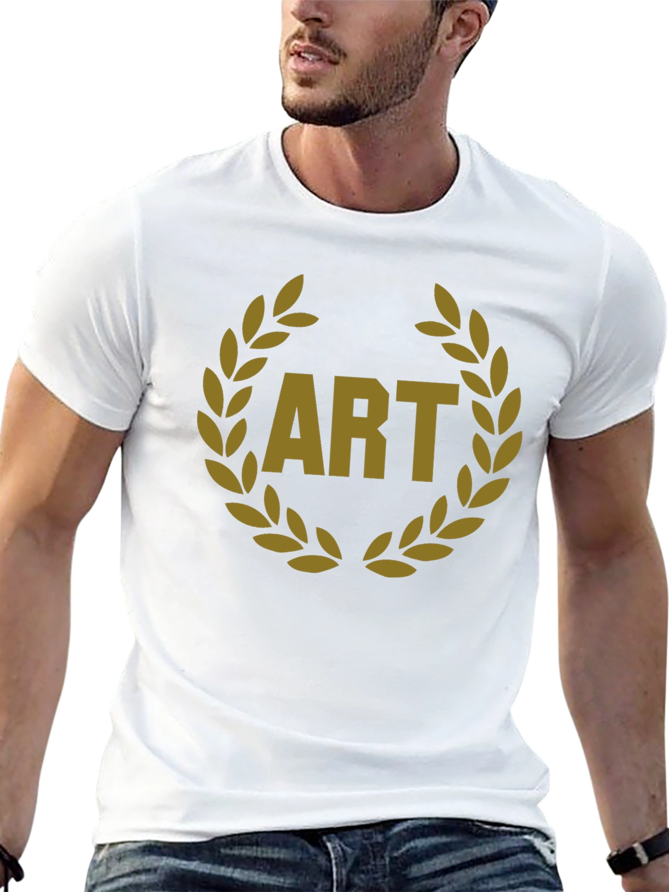 Art Laurel Wreath Graphic Tee - Black Cotton T-Shirt