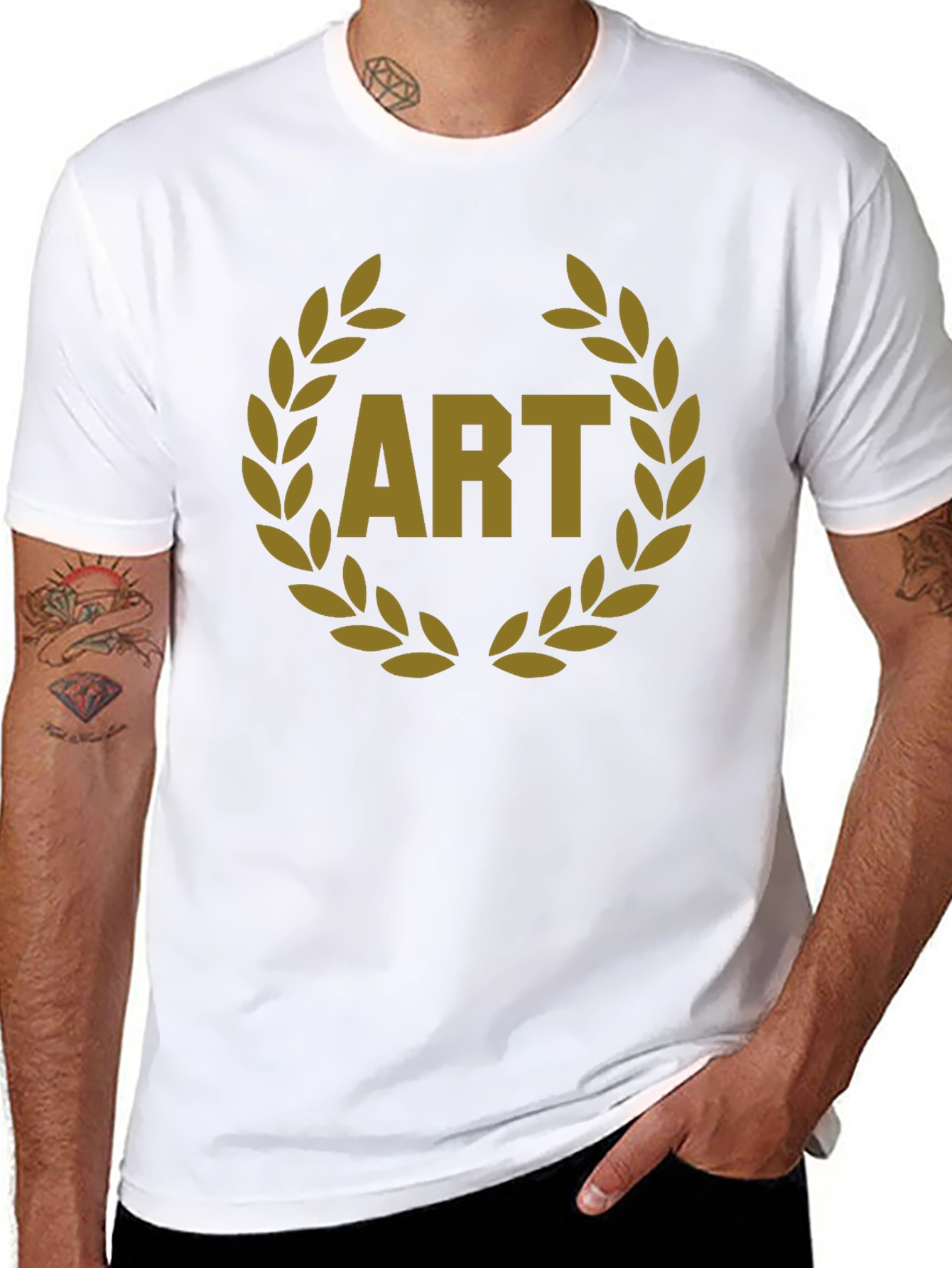 Art Laurel Wreath Graphic Tee - Black Cotton T-Shirt