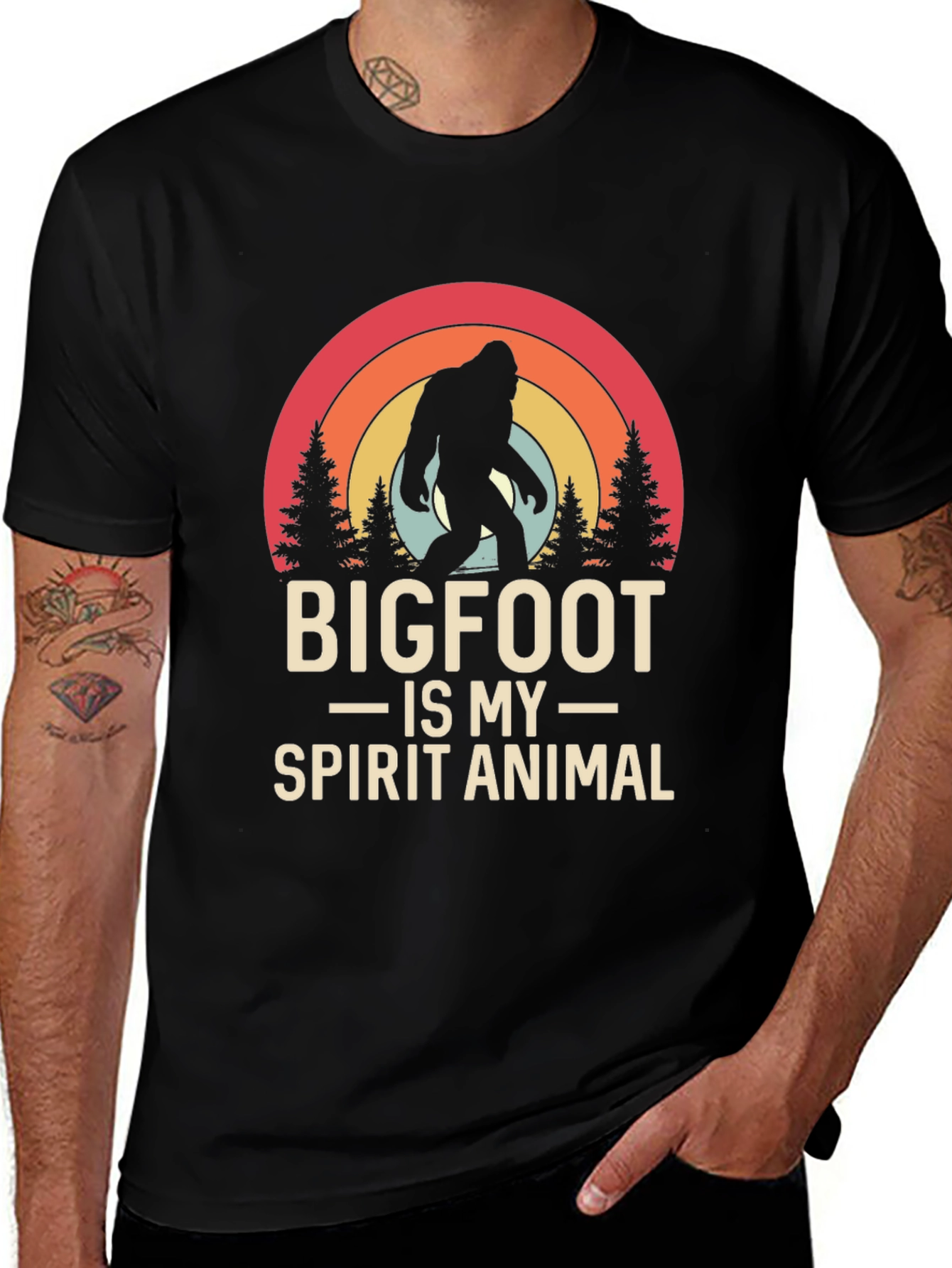 Bigfoot Spirit Animal Tee - Black Graphic T-Shirt