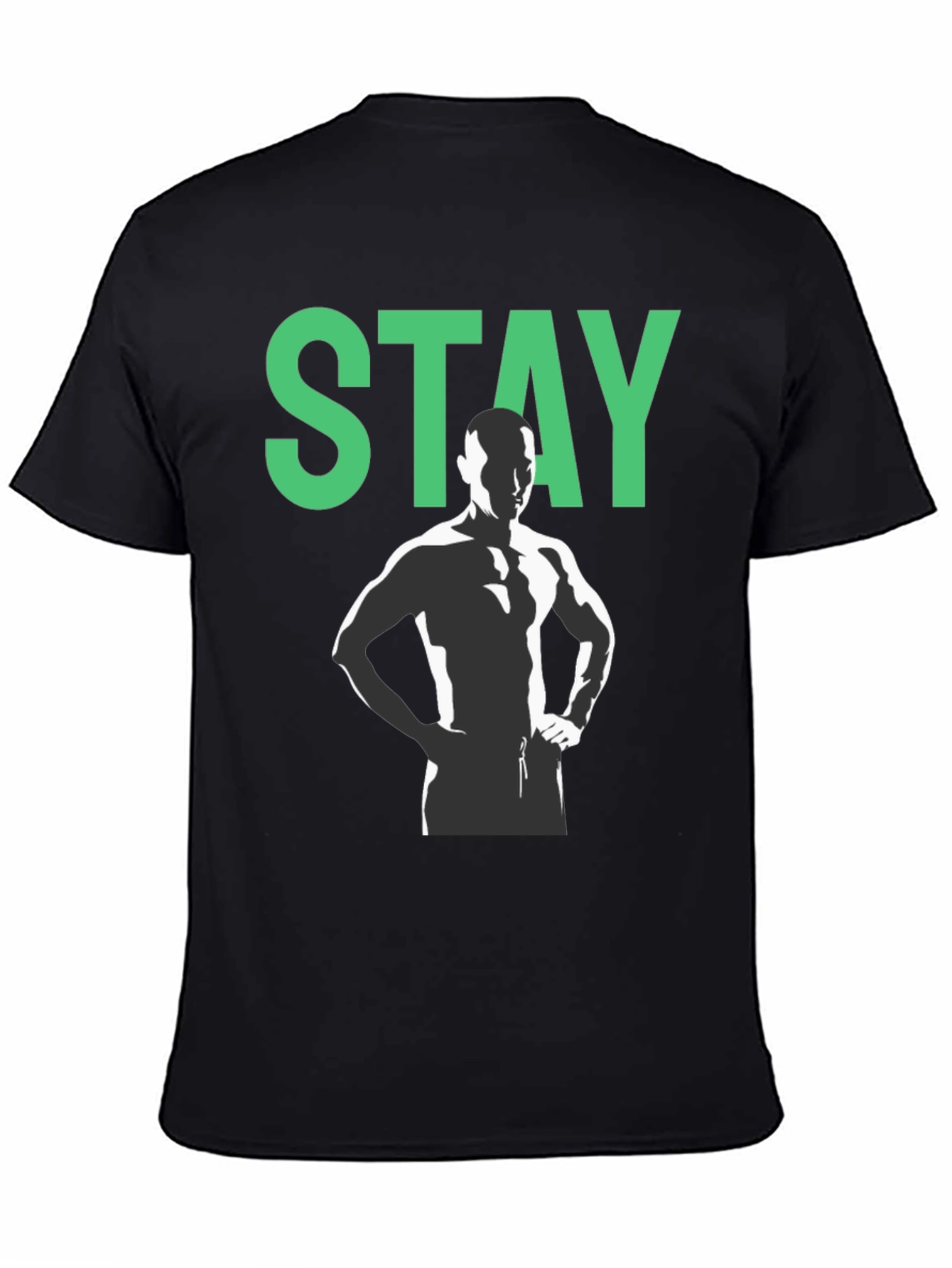 Stay Strong Graphic Tee - Black Crew Neck T-Shirt