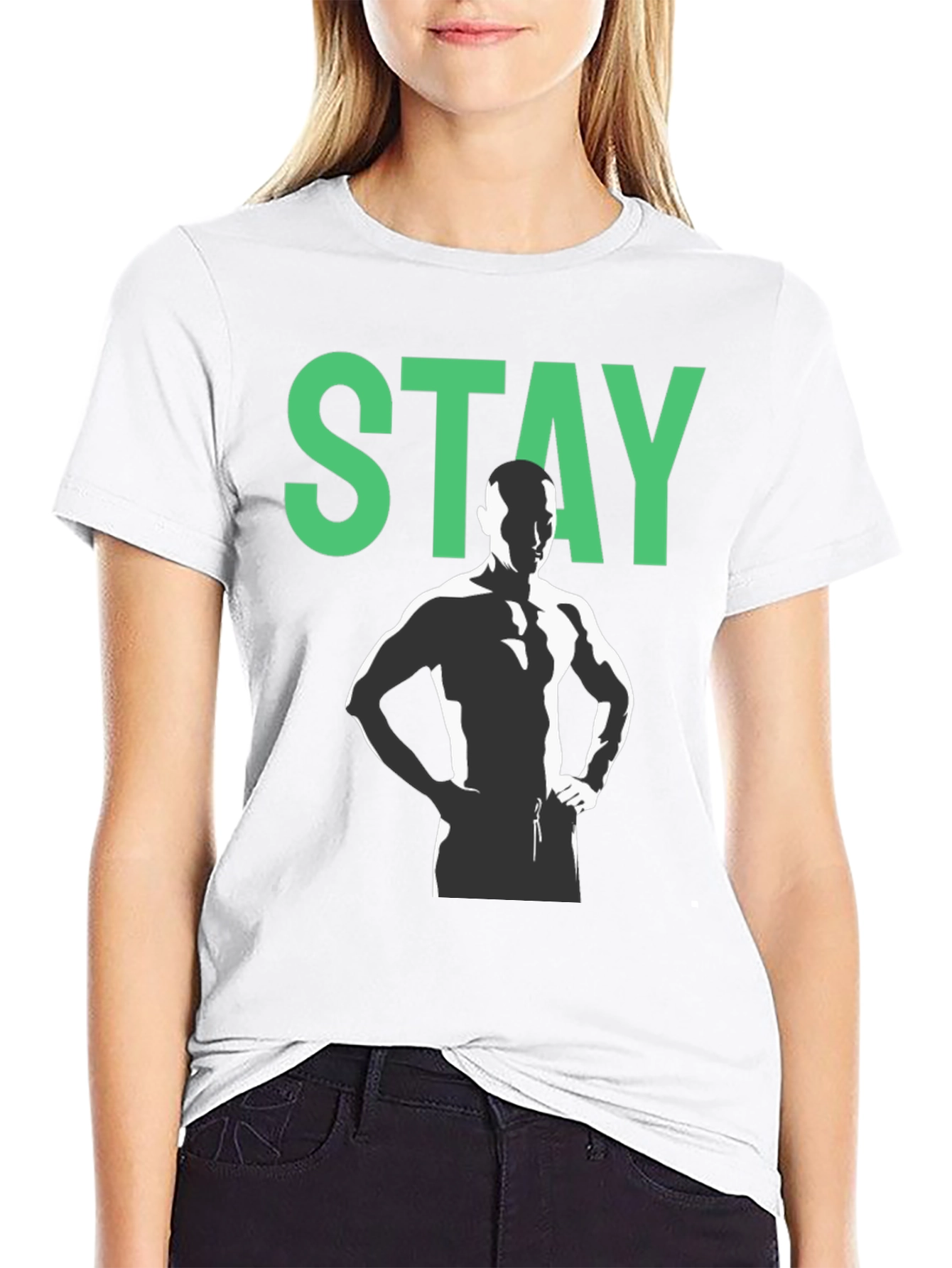 Stay Strong Graphic Tee - Black Crew Neck T-Shirt