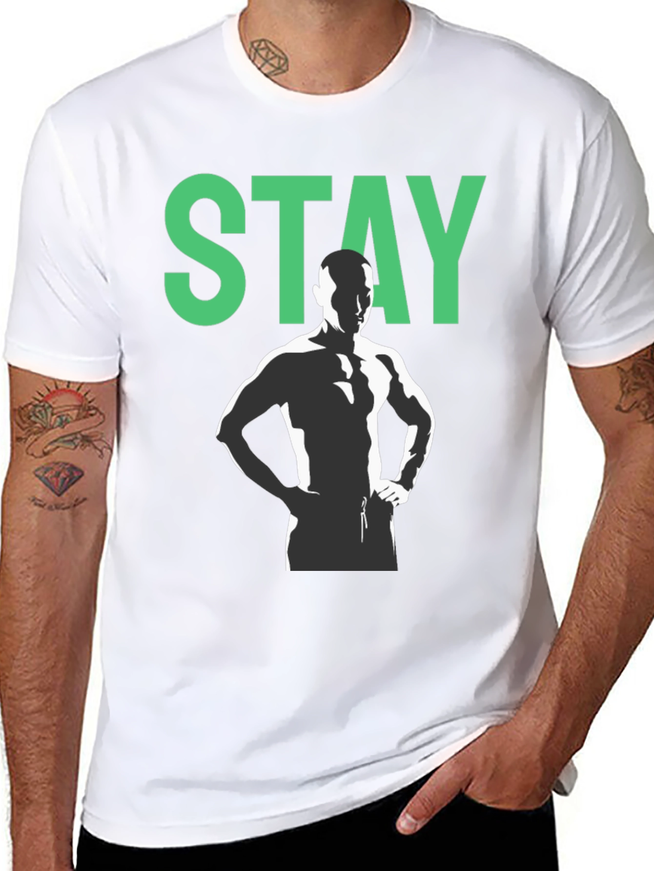 Stay Strong Graphic Tee - Black Crew Neck T-Shirt