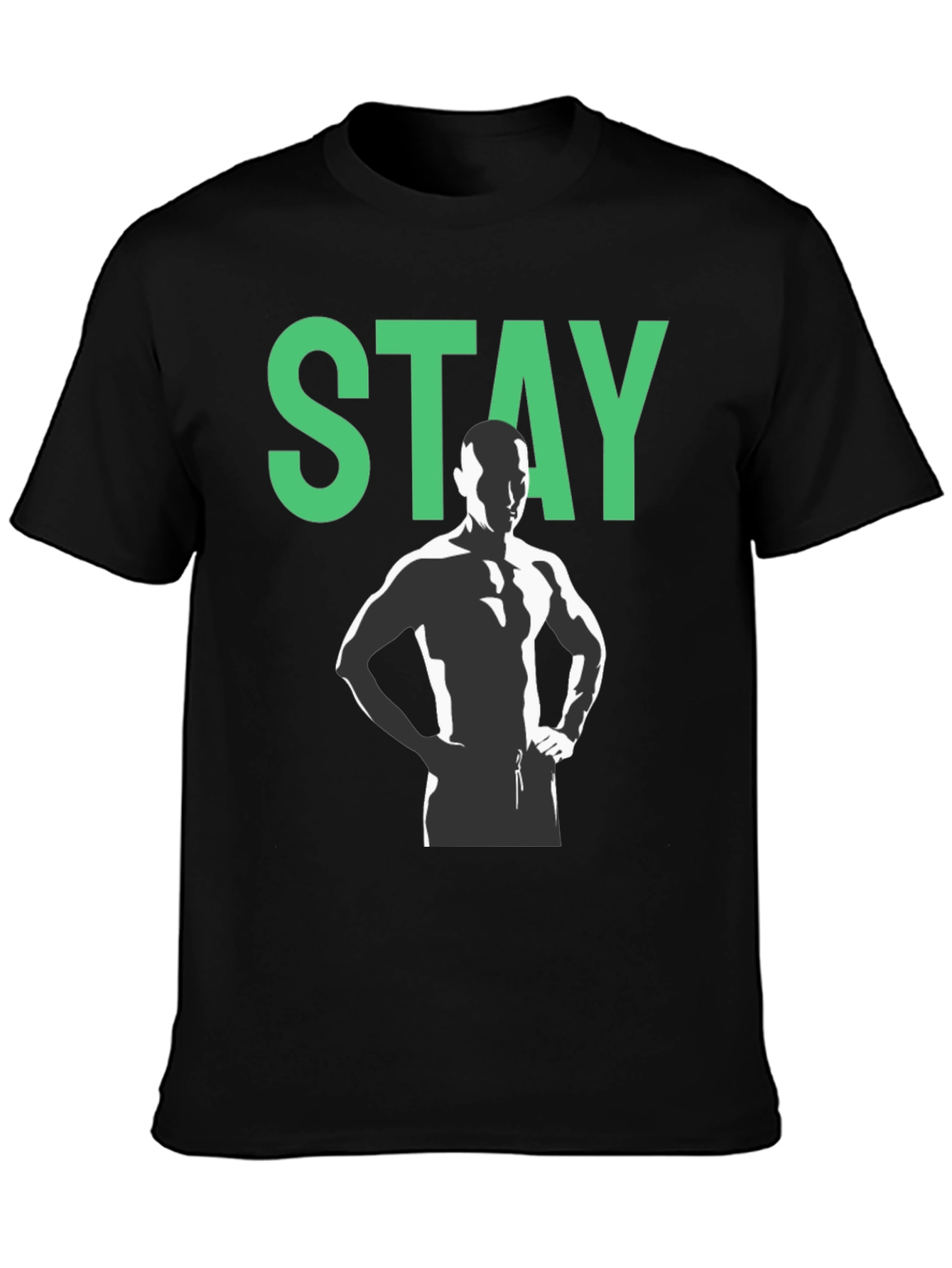 Stay Strong Graphic Tee - Black Crew Neck T-Shirt