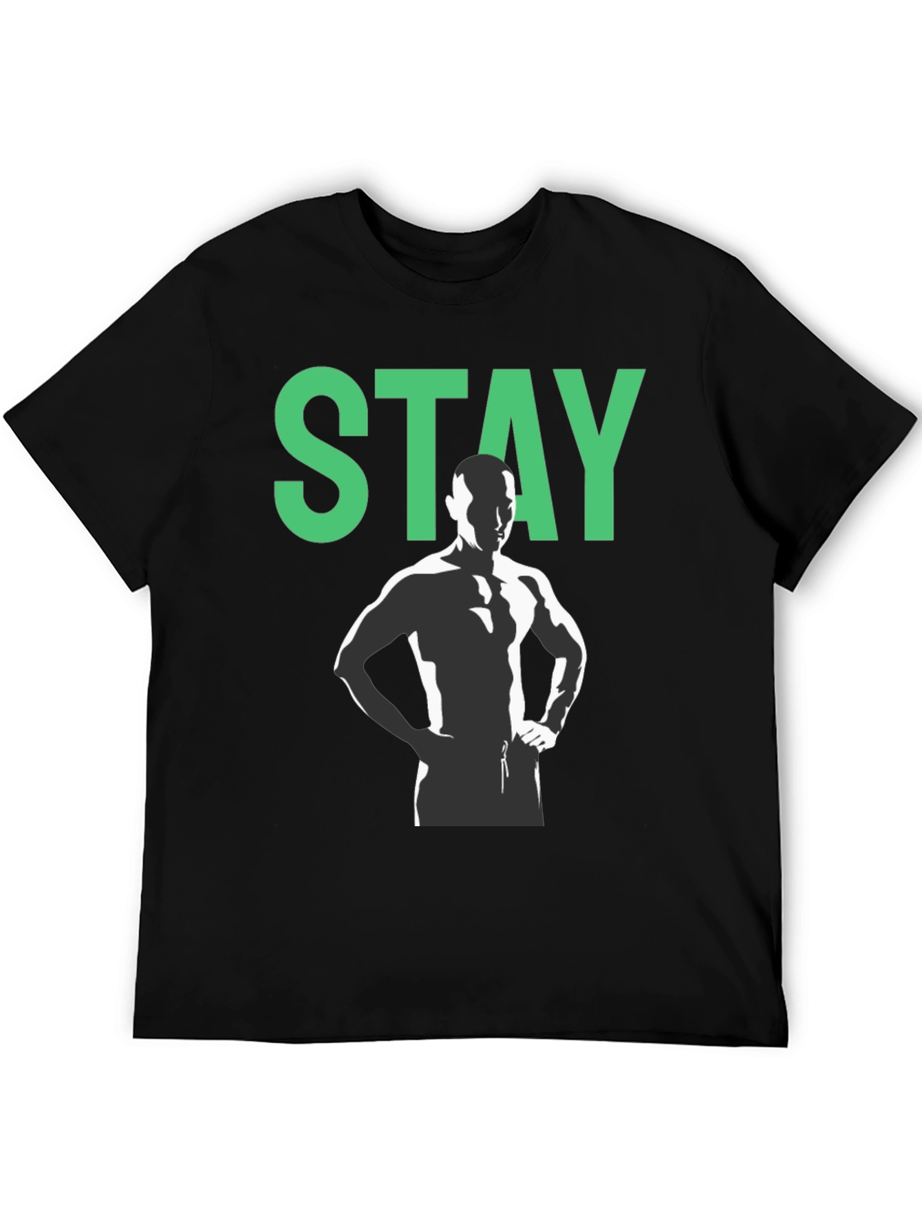Stay Strong Graphic Tee - Black Crew Neck T-Shirt