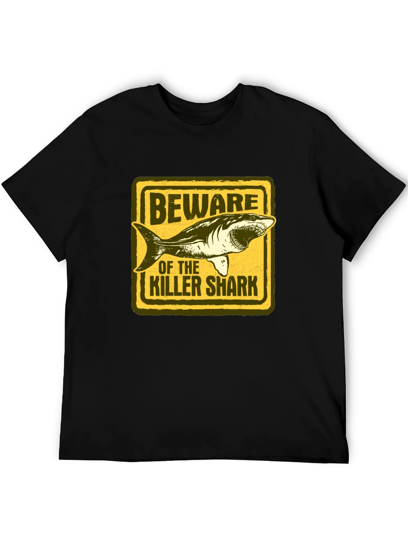 Beware of Killer Shark Graphic T-Shirt - Black