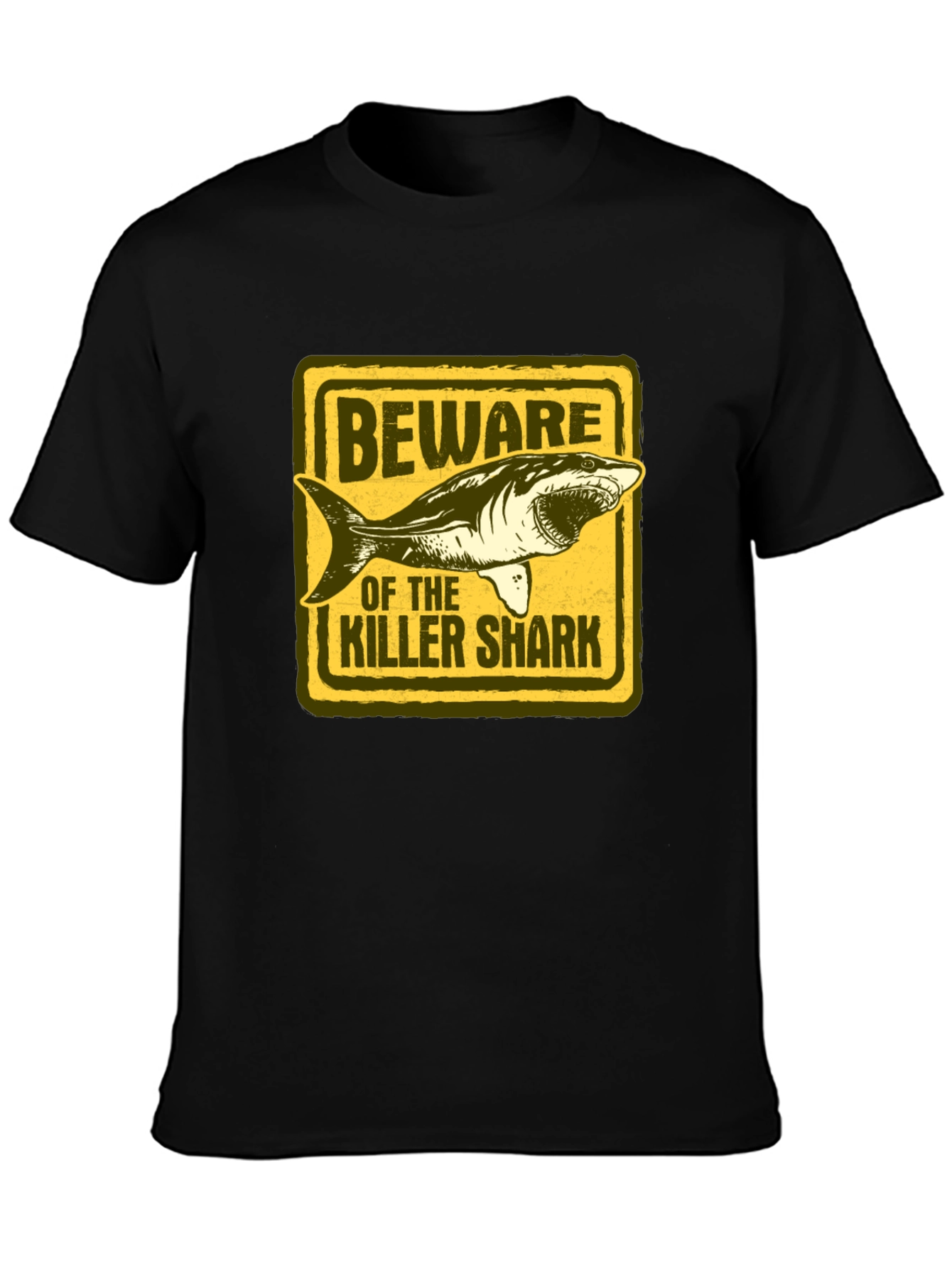 Beware of Killer Shark Graphic T-Shirt - Black
