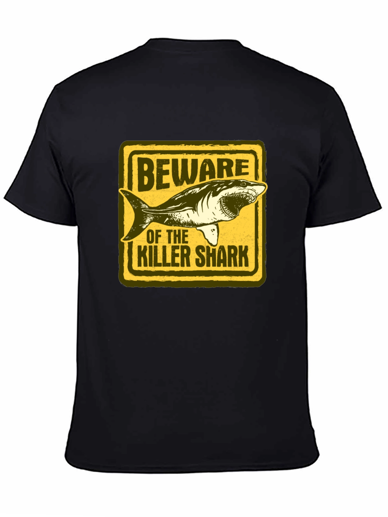 Beware of Killer Shark Graphic T-Shirt - Black