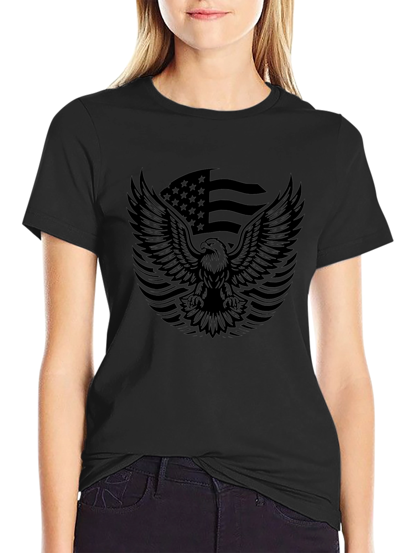 American Eagle Flag Graphic Black T-Shirt