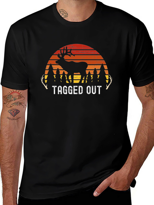 Tagged Out Hunting T-Shirt | Deer Silhouette Sunset Design