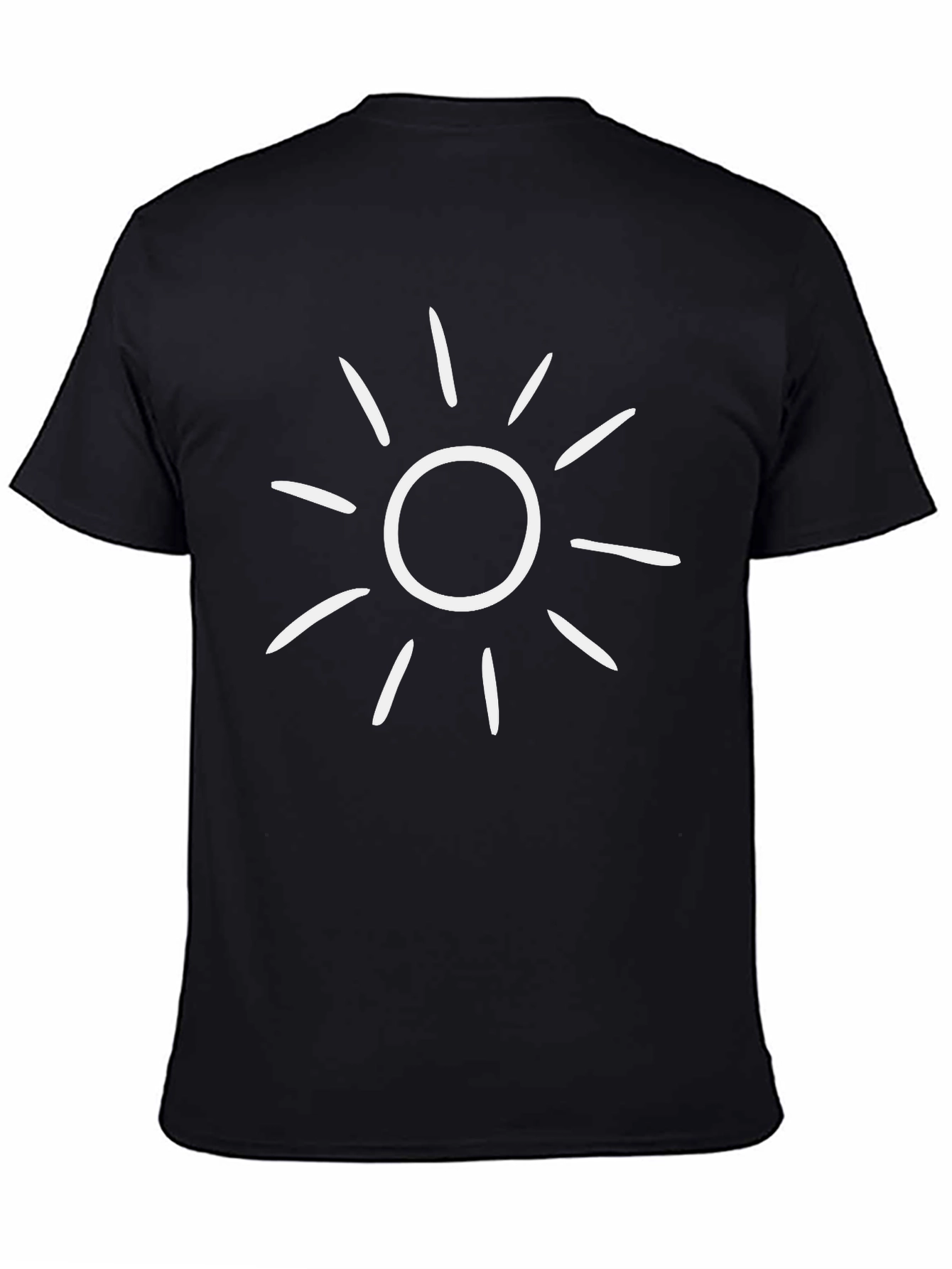 Black T-Shirt with White Sun Graphic